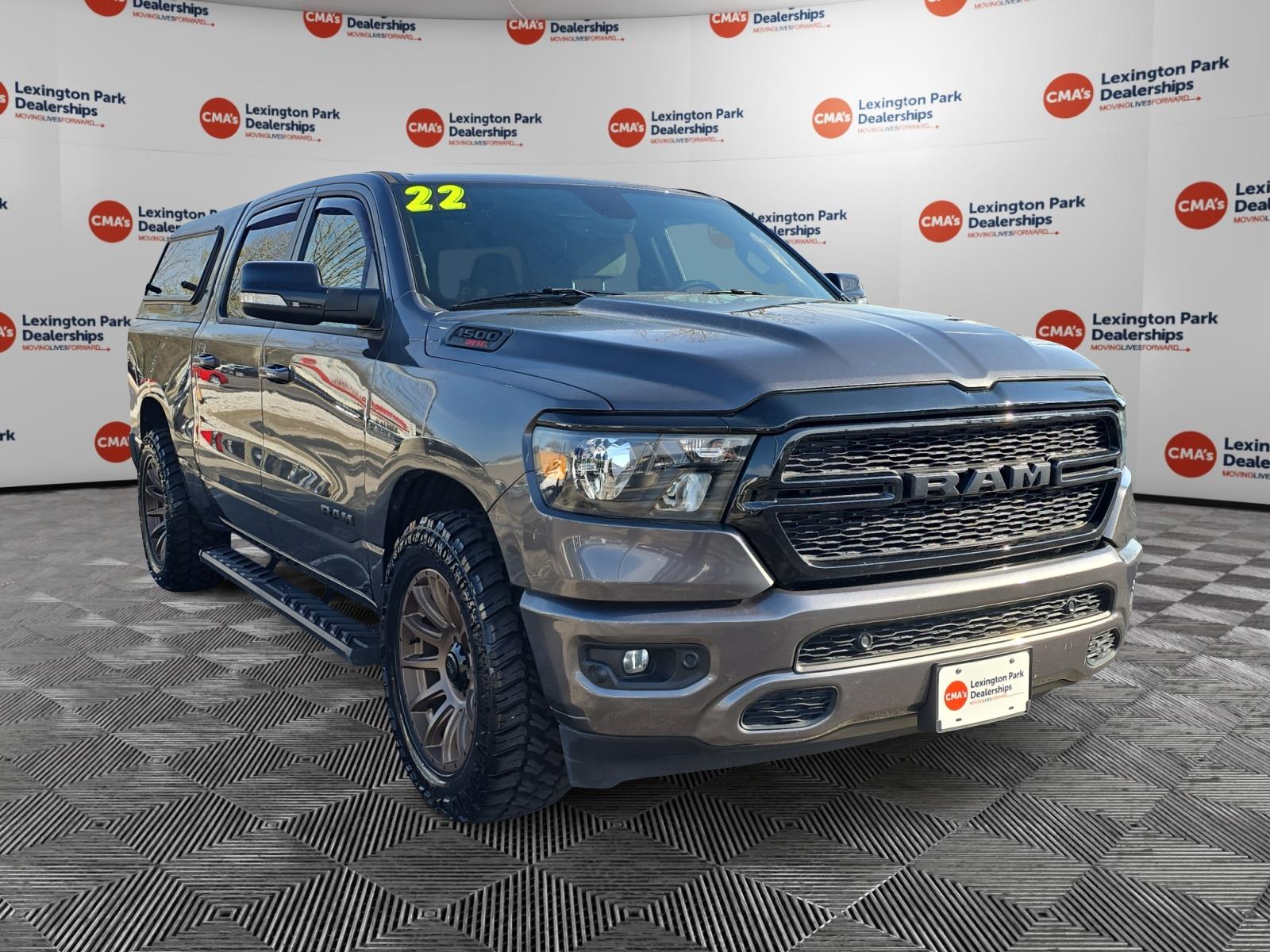 Gray (Granite Crystal Metallic Clearcoat) 2022 RAM 1500 Big Horn Crew Cab 4WD Pickup Truck Four-Wheel Drive 8-Speed Automatic