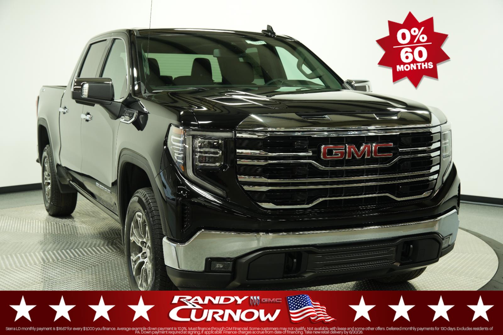 Onyx Black 2026 GMC Sierra 1500 SLT Crew Cab 4WD Pickup Truck Four-Wheel Drive Automatic