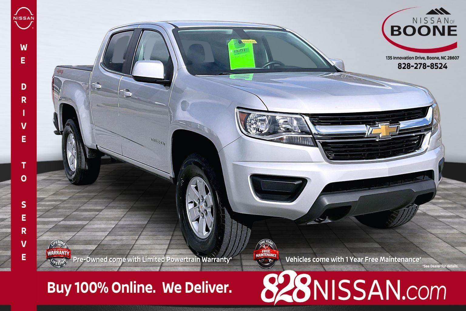Silver Ice Metallic 2019 Chevrolet Colorado Work Truck Crew Cab 4WD Pickup Truck Four-Wheel Drive 8-Speed Automatic