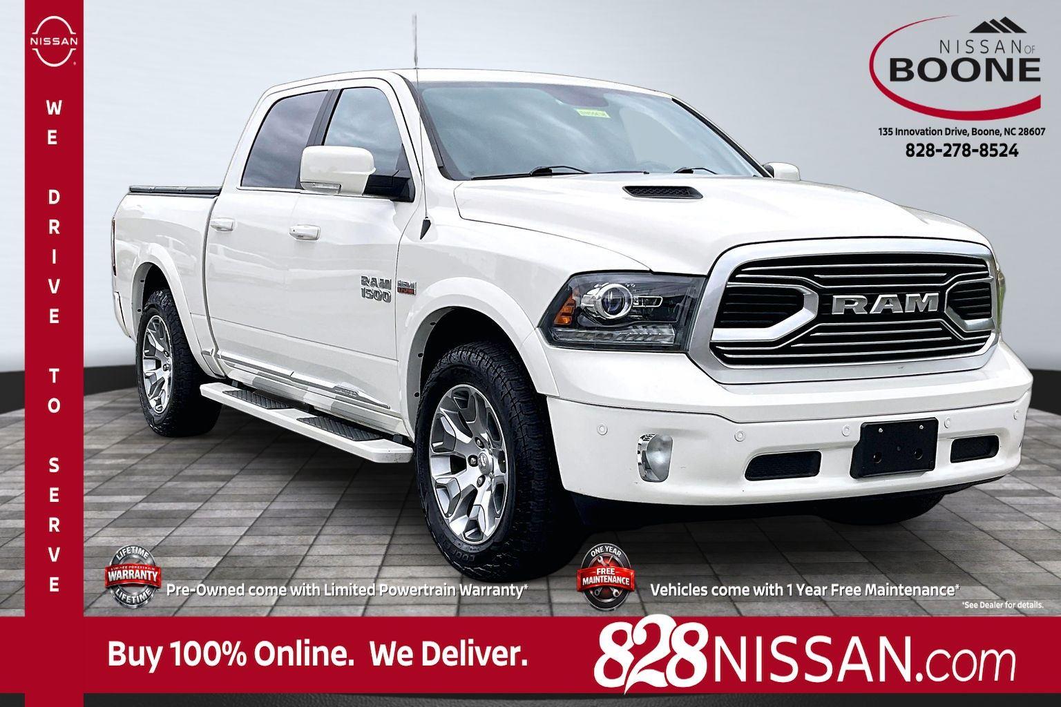 Pearl White 2018 RAM 1500 Laramie Limited Crew Cab 4WD Pickup Truck Four-Wheel Drive 8-Speed Automatic