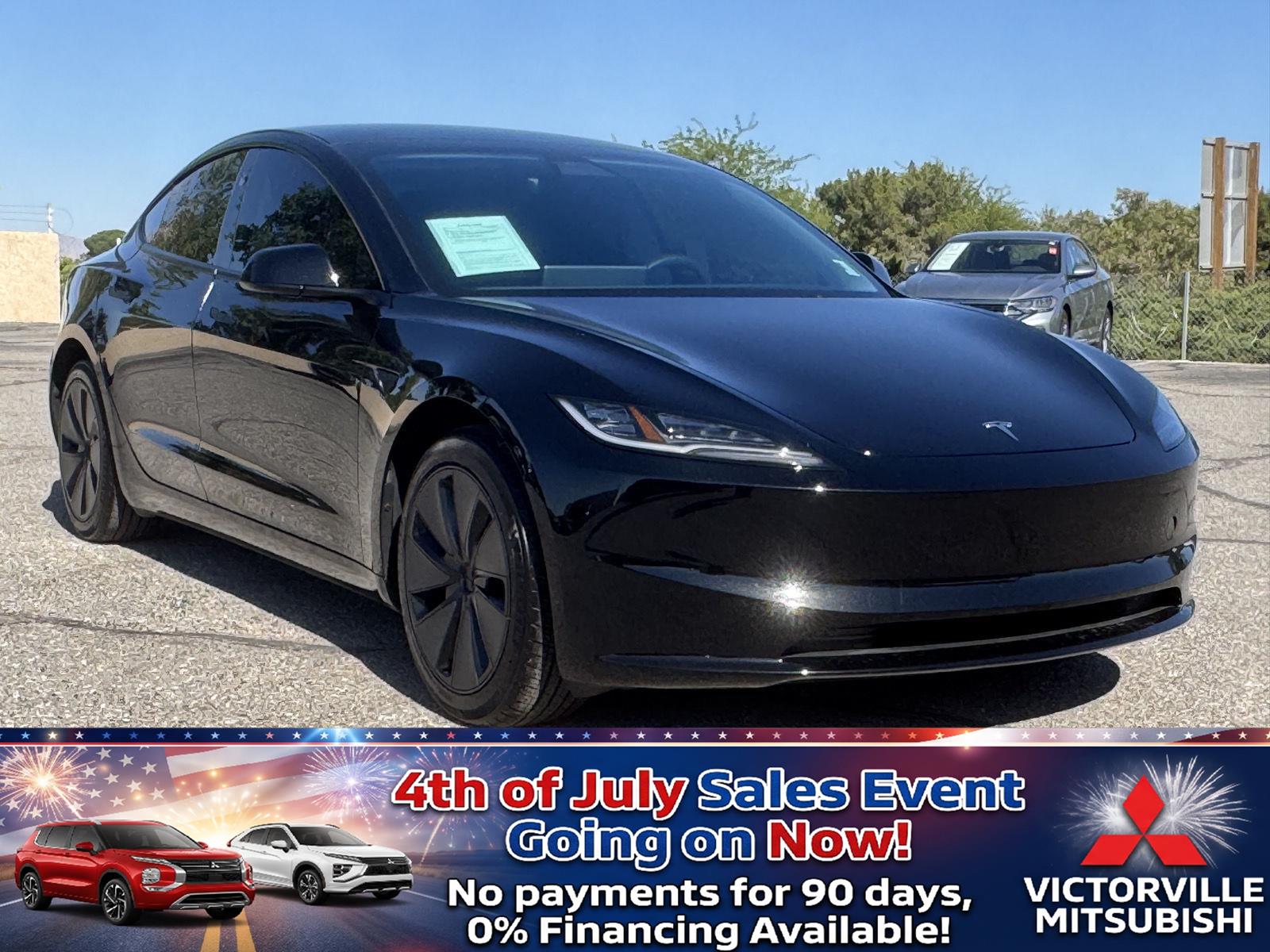 Solid Black 2025 Tesla Model 3 Sedan Rear-Wheel Drive Automatic