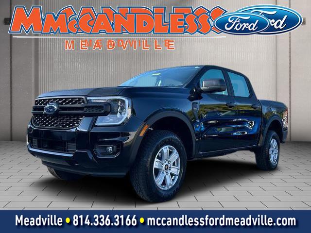 Shadow Black 2025 Ford Ranger XL SuperCrew 4WD Pickup Truck Four-Wheel Drive Automatic