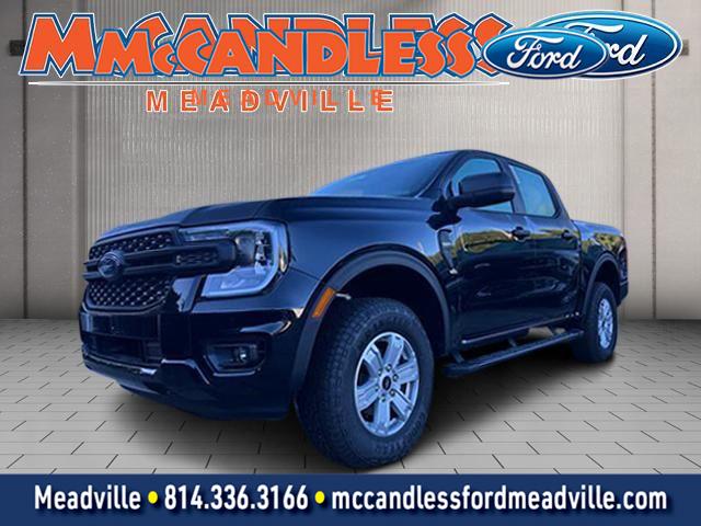 Shadow Black 2025 Ford Ranger XL SuperCrew 4WD Pickup Truck Four-Wheel Drive Automatic