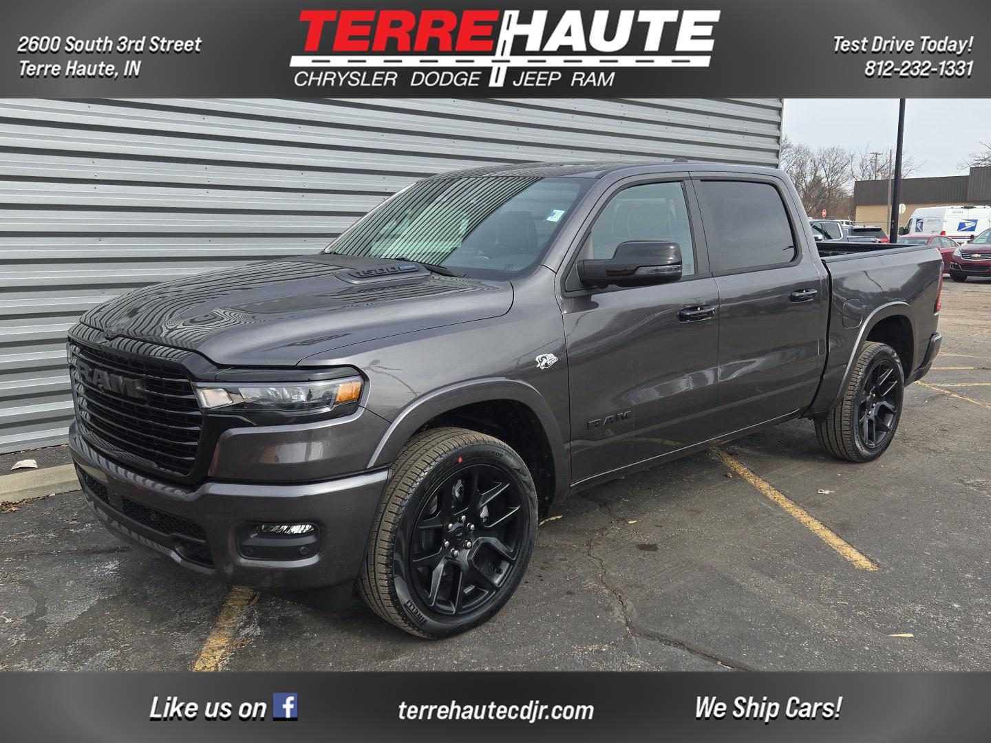 Gray (Granite Crystal Metallic Clearcoat) 2026 RAM 1500 Laramie Crew Cab 4WD Pickup Truck Four-Wheel Drive 8-Speed Automatic