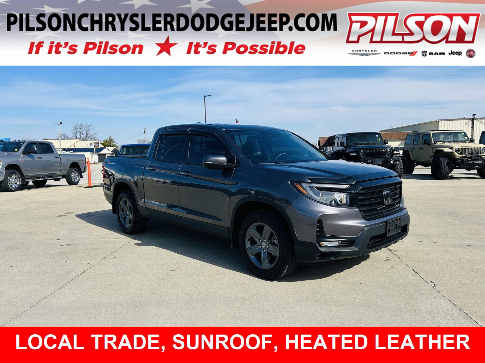Gray (Modern Steel Metallic) 2023 Honda Ridgeline RTL AWD Pickup Truck All-Wheel Drive 9-Speed Automatic
