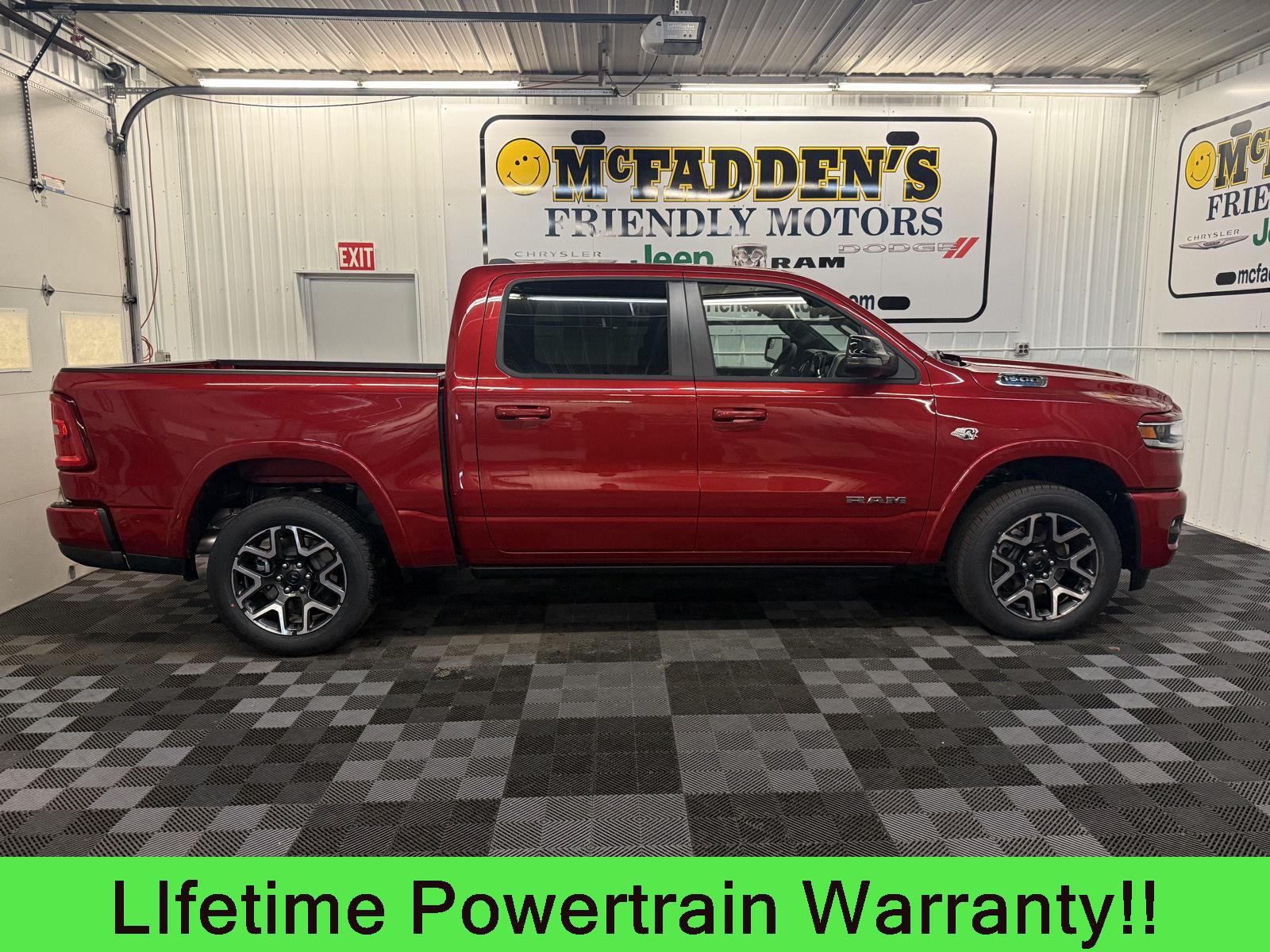 Molten Red Pearlcoat 2026 RAM 1500 Laramie Crew Cab 4WD Pickup Truck Four-Wheel Drive 8-Speed Automatic