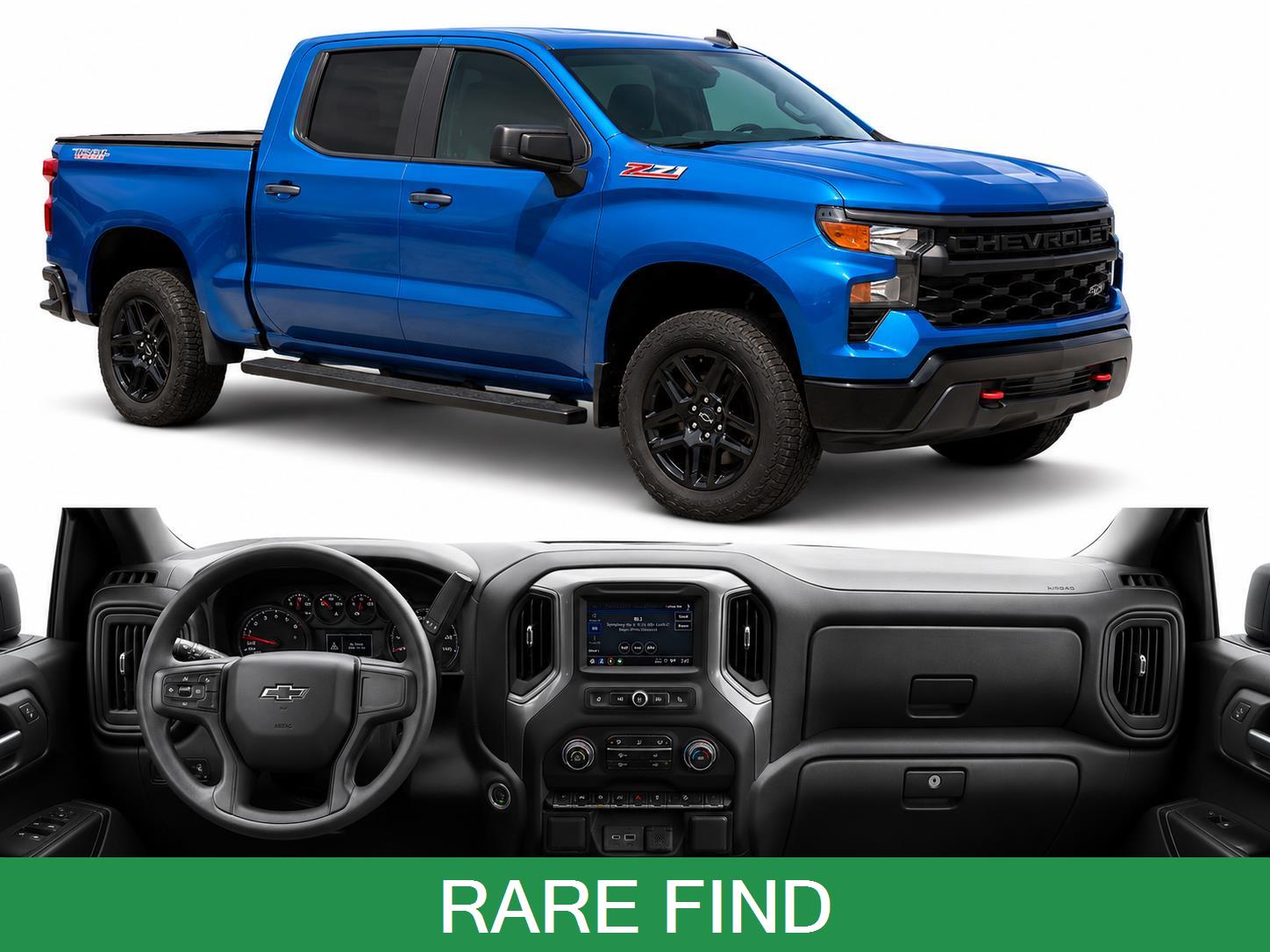 Glacier Blue Metallic 2022 Chevrolet Silverado 1500 Custom Trail Boss Crew Cab 4WD Pickup Truck Four-Wheel Drive Automatic