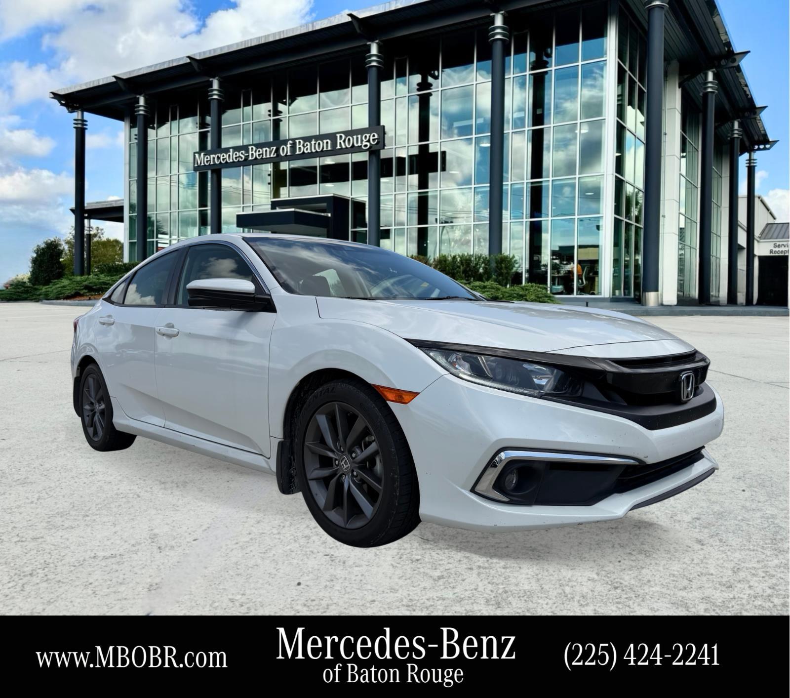 Platinum White Pearl 2019 Honda Civic Sedan Front-Wheel Drive Continuously Variable Transmission
