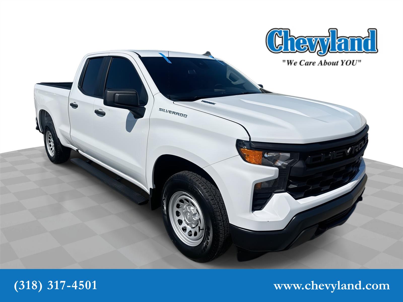 Summit White 2025 Chevrolet Silverado 1500 Work Truck Double Cab RWD Pickup Truck 4X2 8-Speed Automatic