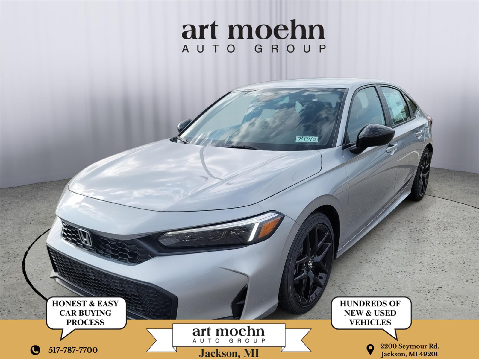 Solar Silver Metallic 2026 Honda Civic Sport FWD Sedan Front-Wheel Drive Continuously Variable Transmission