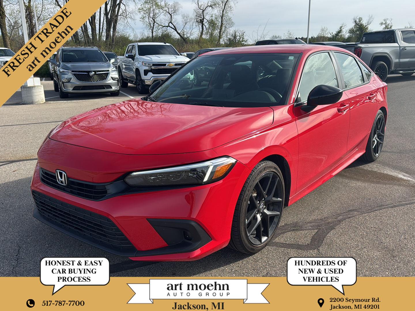 Rallye Red 2023 Honda Civic Sport FWD Sedan Front-Wheel Drive Continuously Variable Transmission