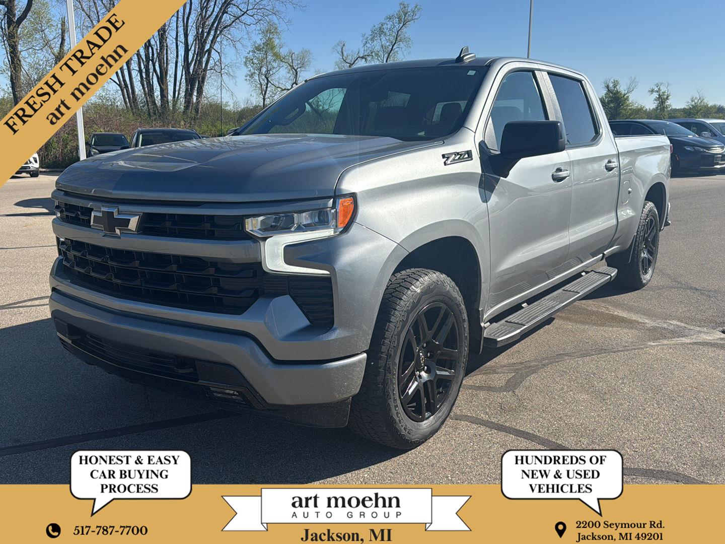 Sterling Gray Metallic 2023 Chevrolet Silverado 1500 RST Crew Cab 4WD Pickup Truck Four-Wheel Drive Automatic