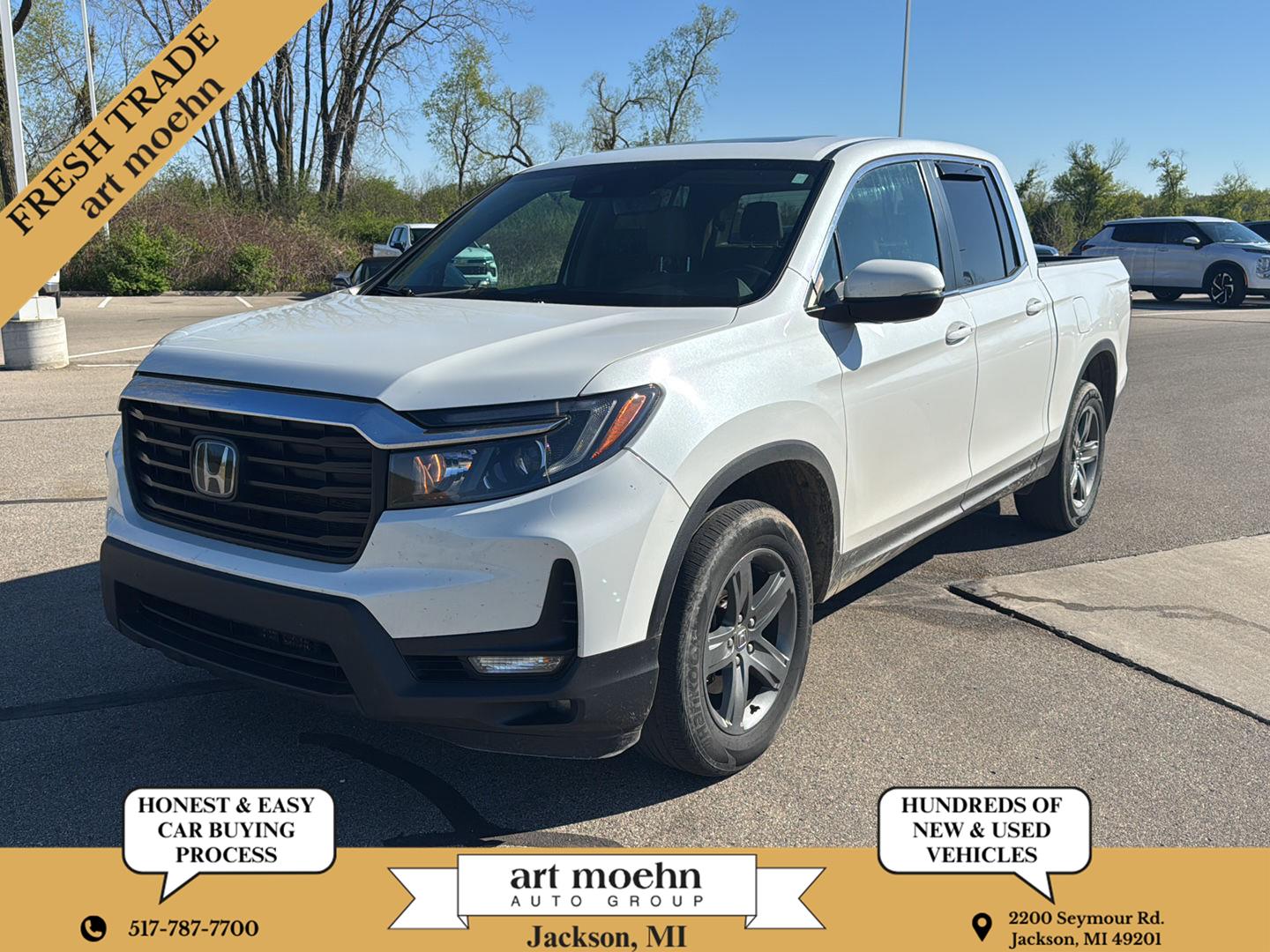 Platinum White Pearl 2022 Honda Ridgeline RTL AWD Pickup Truck All-Wheel Drive Automatic