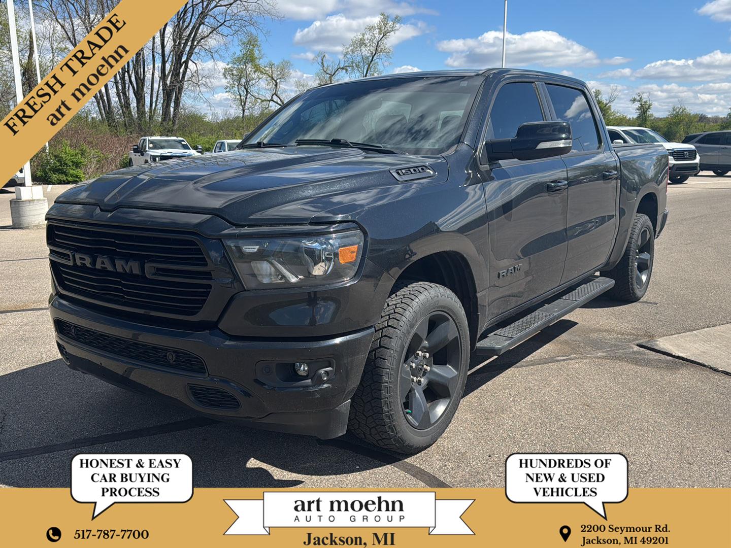 Diamond Black Crystal Pearlcoat 2019 RAM 1500 Big Horn Crew Cab 4WD Pickup Truck Four-Wheel Drive 8-Speed Automatic