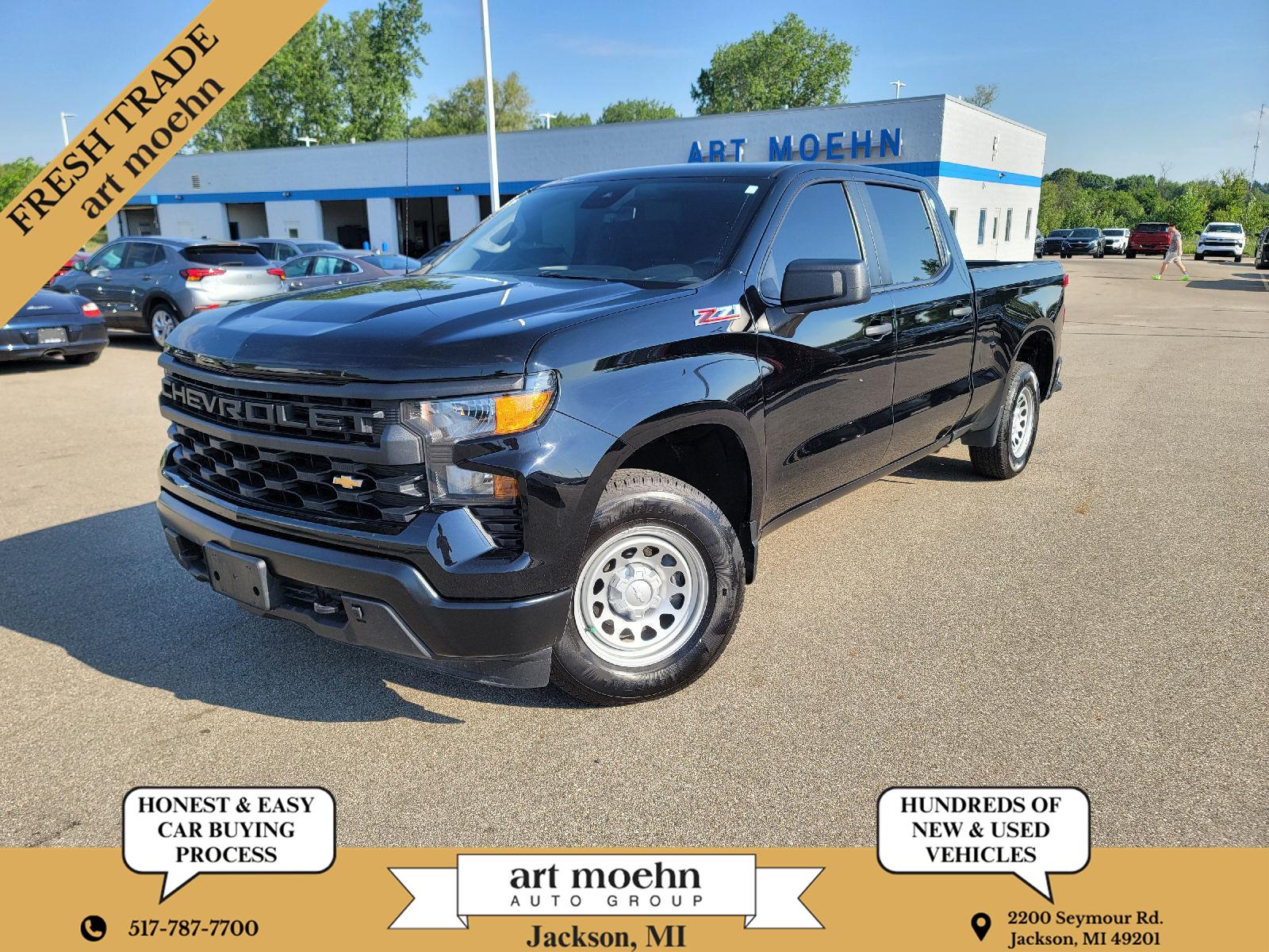Black 2023 Chevrolet Silverado 1500 Work Truck Crew Cab 4WD Pickup Truck Four-Wheel Drive 8-Speed Automatic