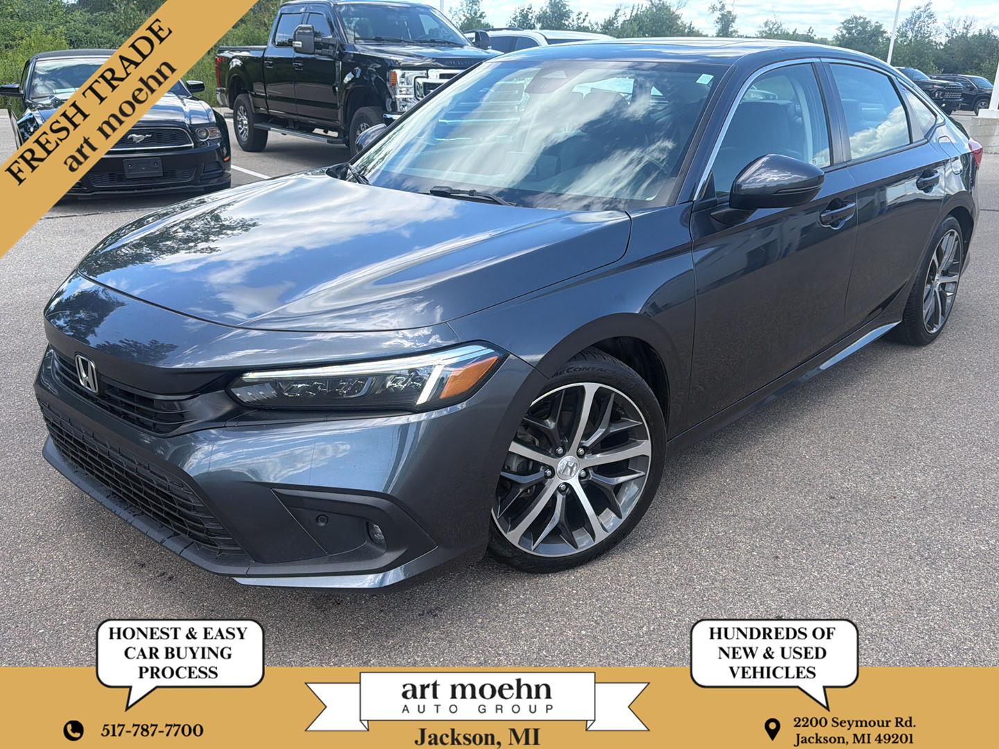 Meteorite Gray Metallic 2023 Honda Civic Sedan Front-Wheel Drive Continuously Variable Transmission