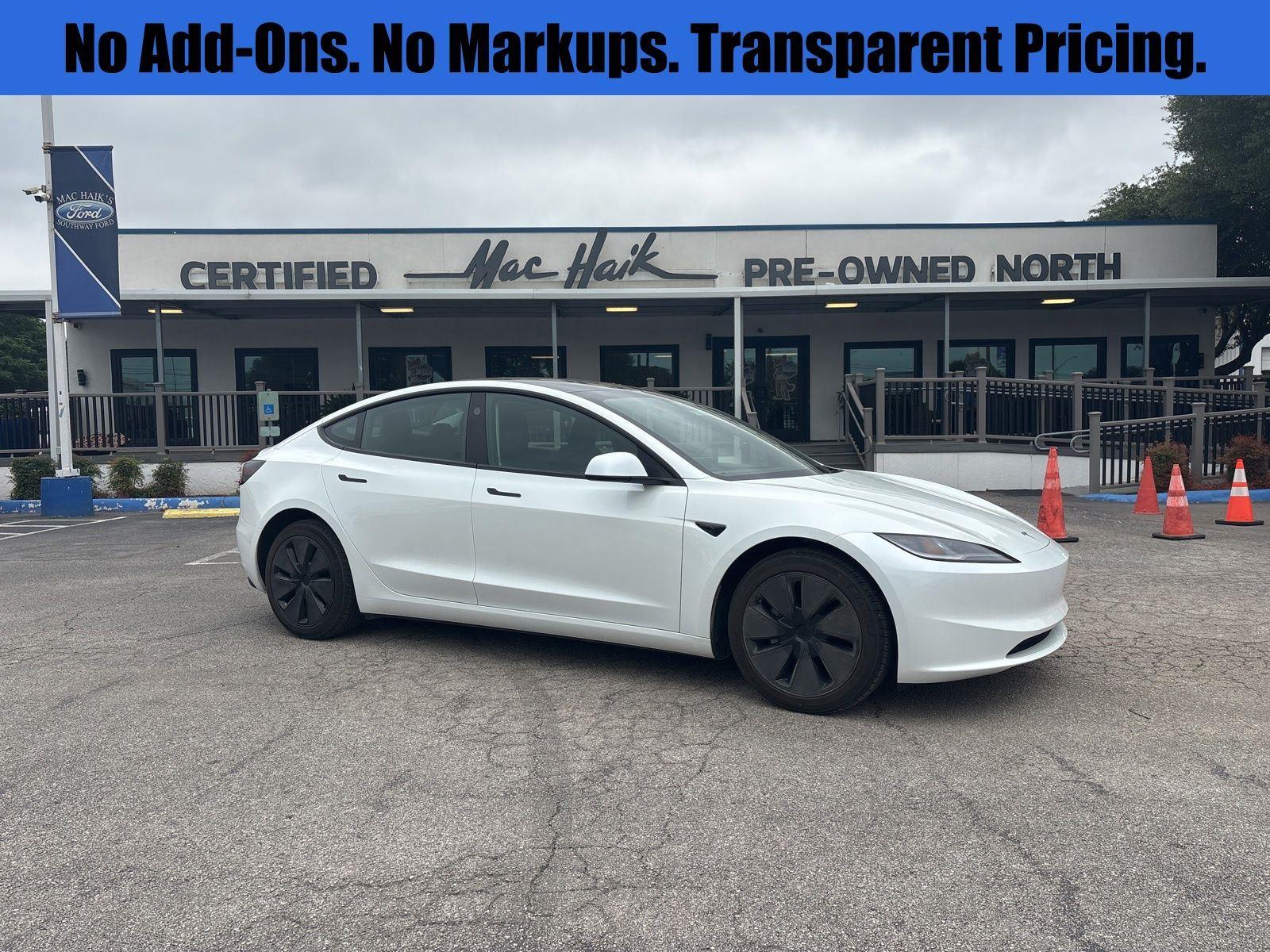 White 2025 Tesla Model 3 Long Range RWD Sedan Rear-Wheel Drive