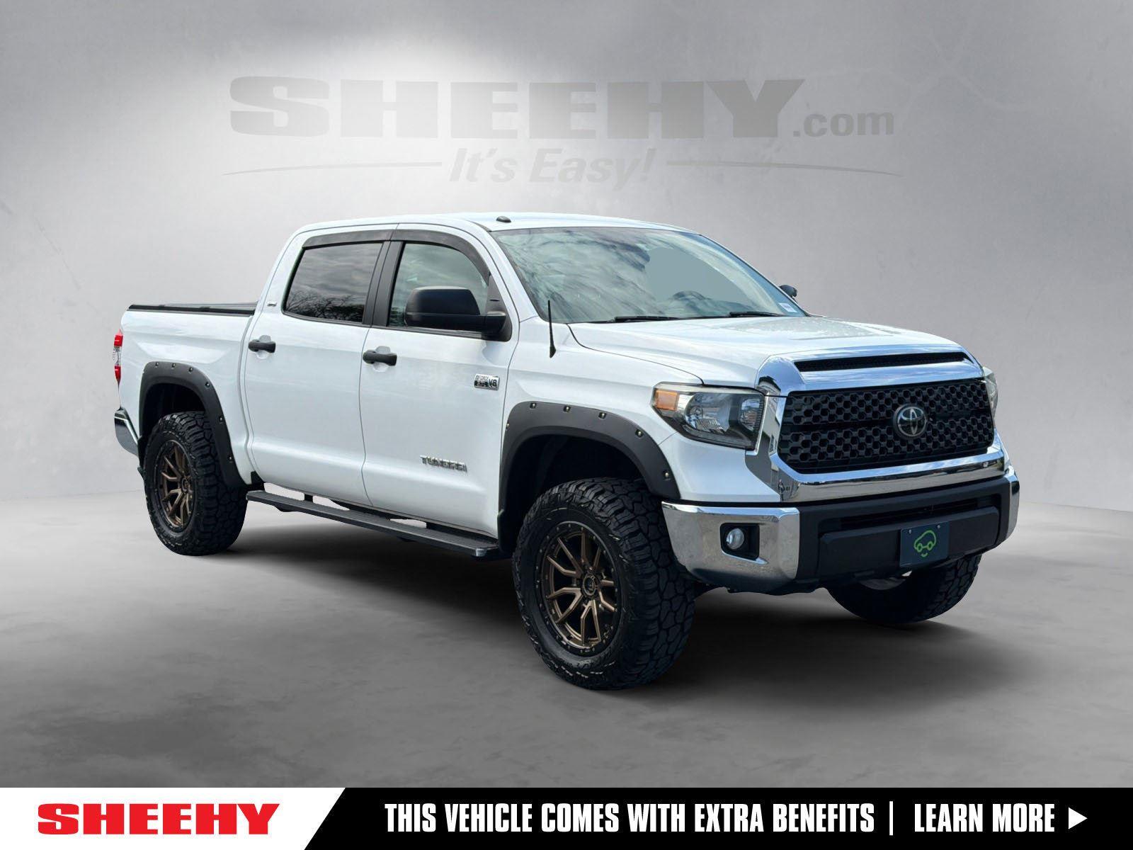 Super White 2019 Toyota Tundra SR5 CrewMax 5.7L 4WD Pickup Truck Four-Wheel Drive Automatic