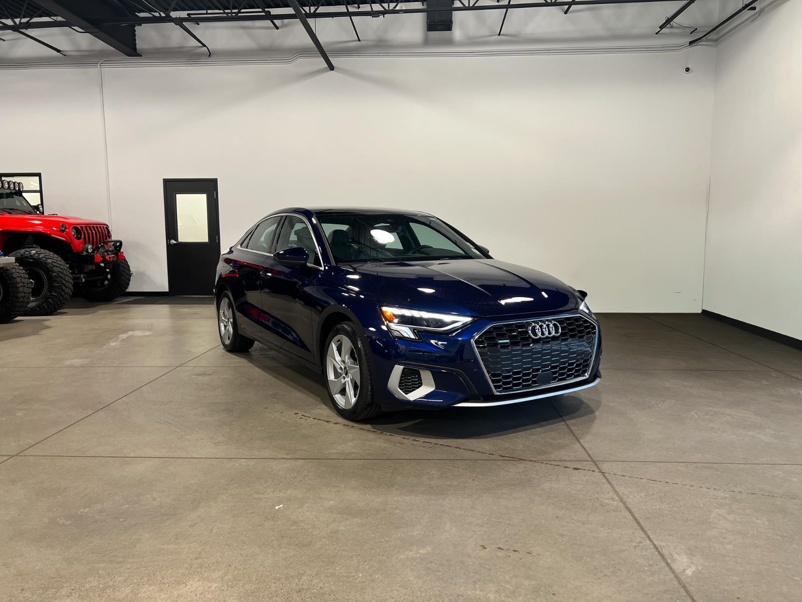 Navarra Blue Metallic 2023 Audi A3 40 TFSI quattro Premium Plus AWD Sedan All-Wheel Drive Automatic