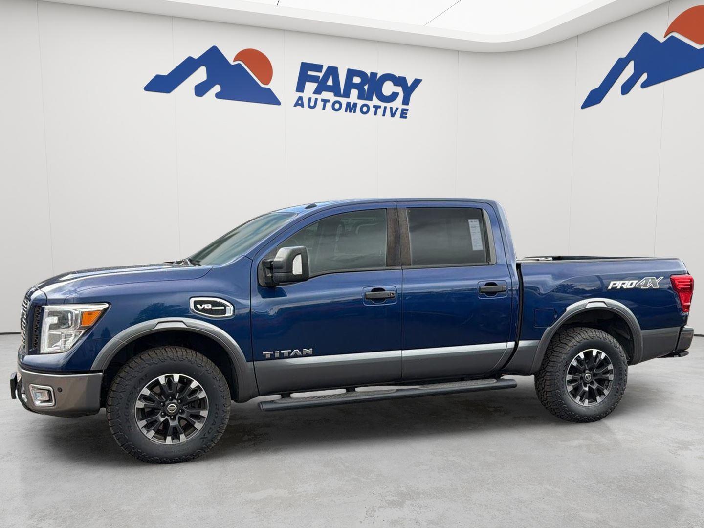 Deep Blue Pearl 2017 Nissan Titan Pickup Truck Four-Wheel Drive Automatic