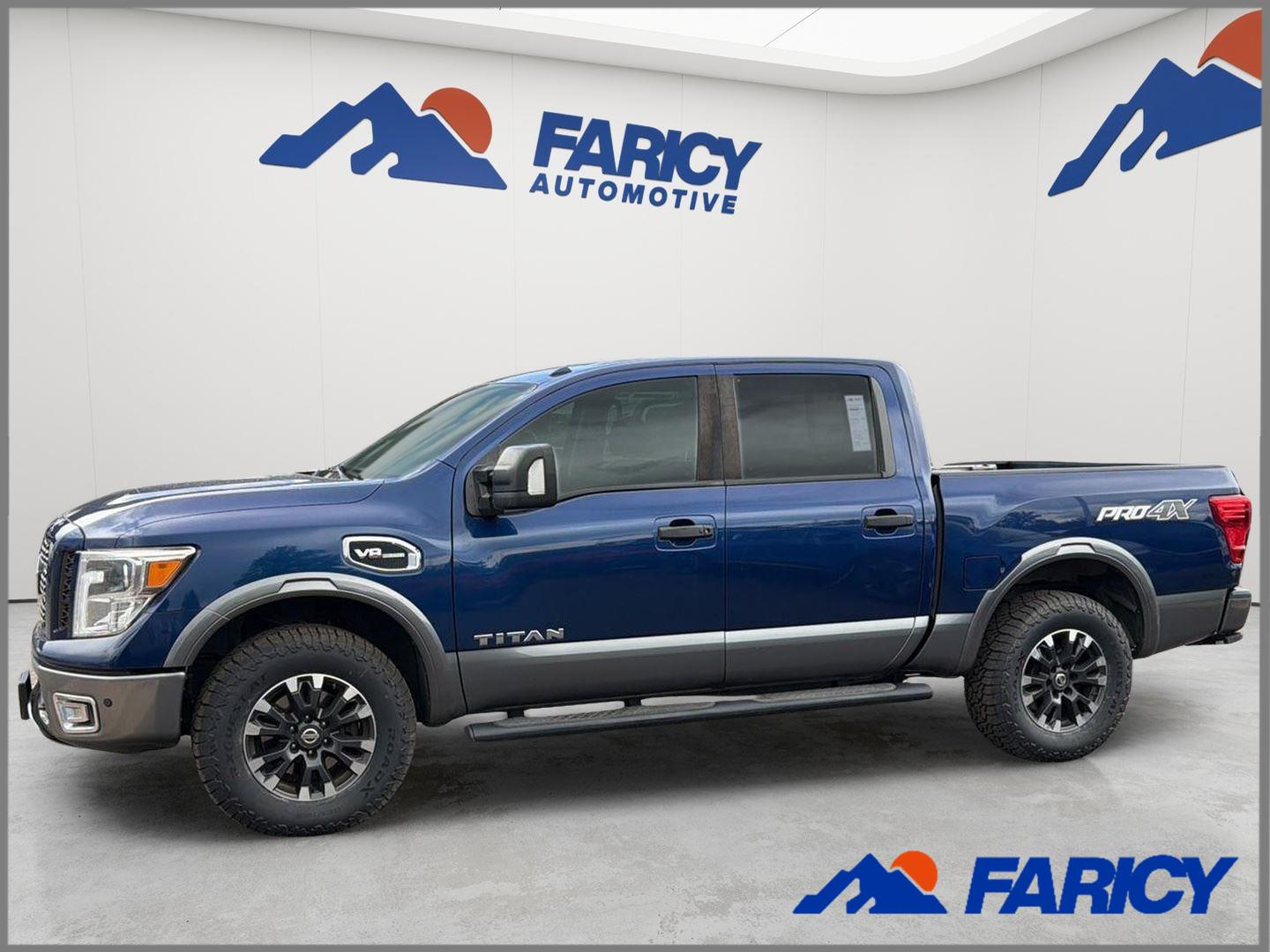 Deep Blue Pearl 2017 Nissan Titan Pickup Truck Four-Wheel Drive Automatic
