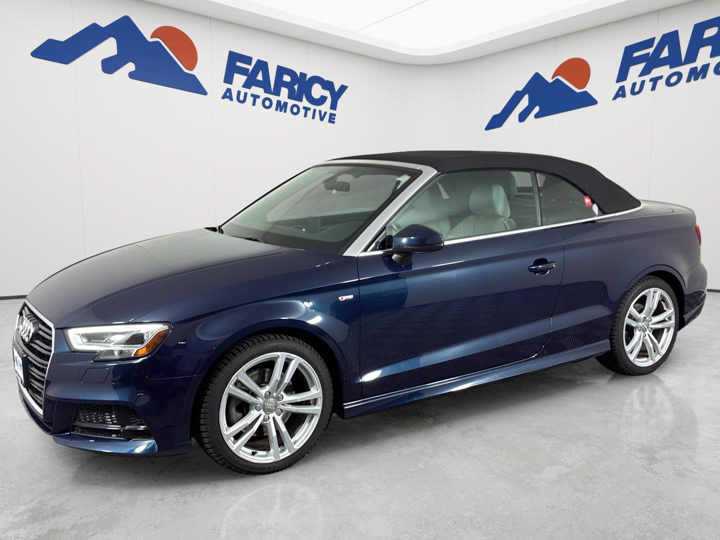 Cosmos Blue Metallic/Black Roof 2018 Audi A3 Convertible All-Wheel Drive Automatic