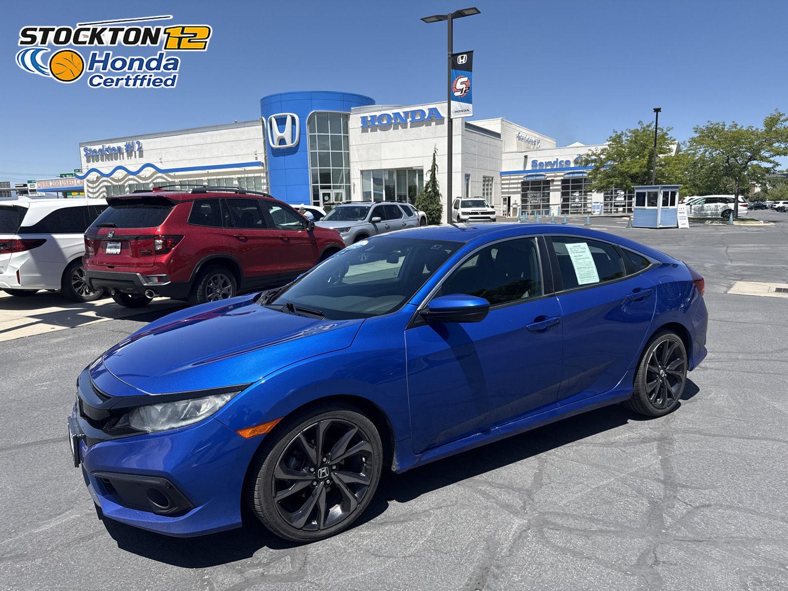 Aegean Blue Metallic 2020 Honda Civic Sedan Front-Wheel Drive 7-Speed CVT