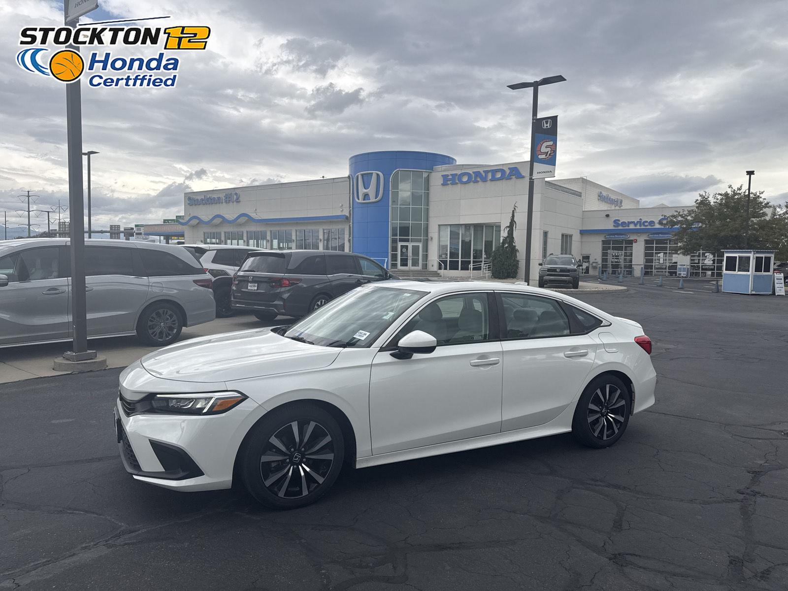 Platinum White Pearl 2023 Honda Civic Sedan Front-Wheel Drive Continuously Variable Transmission