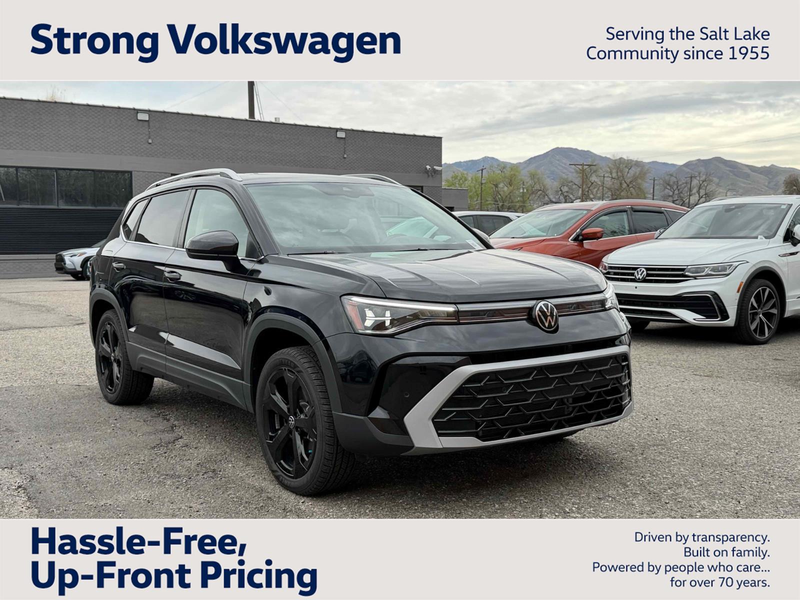 Deep Black Pearl 2025 Volkswagen Taos SEL 4Motion SUV / Crossover All-Wheel Drive Automatic