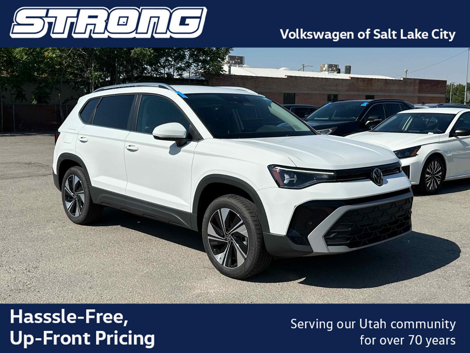 Pure White 2025 Volkswagen Taos SUV / Crossover All-Wheel Drive Automatic