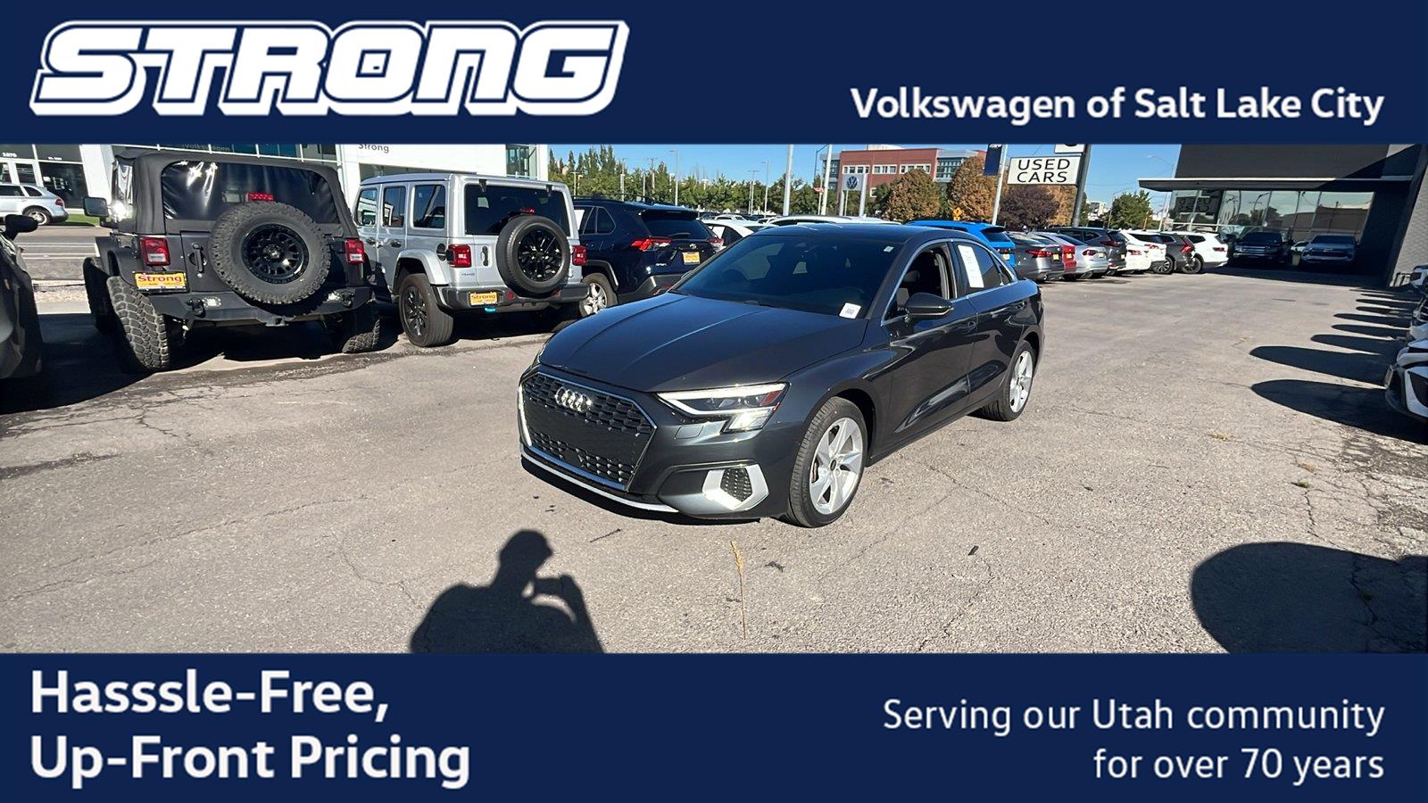 Manhattan Gray Metallic 2023 Audi A3 Sedan All-Wheel Drive Automatic