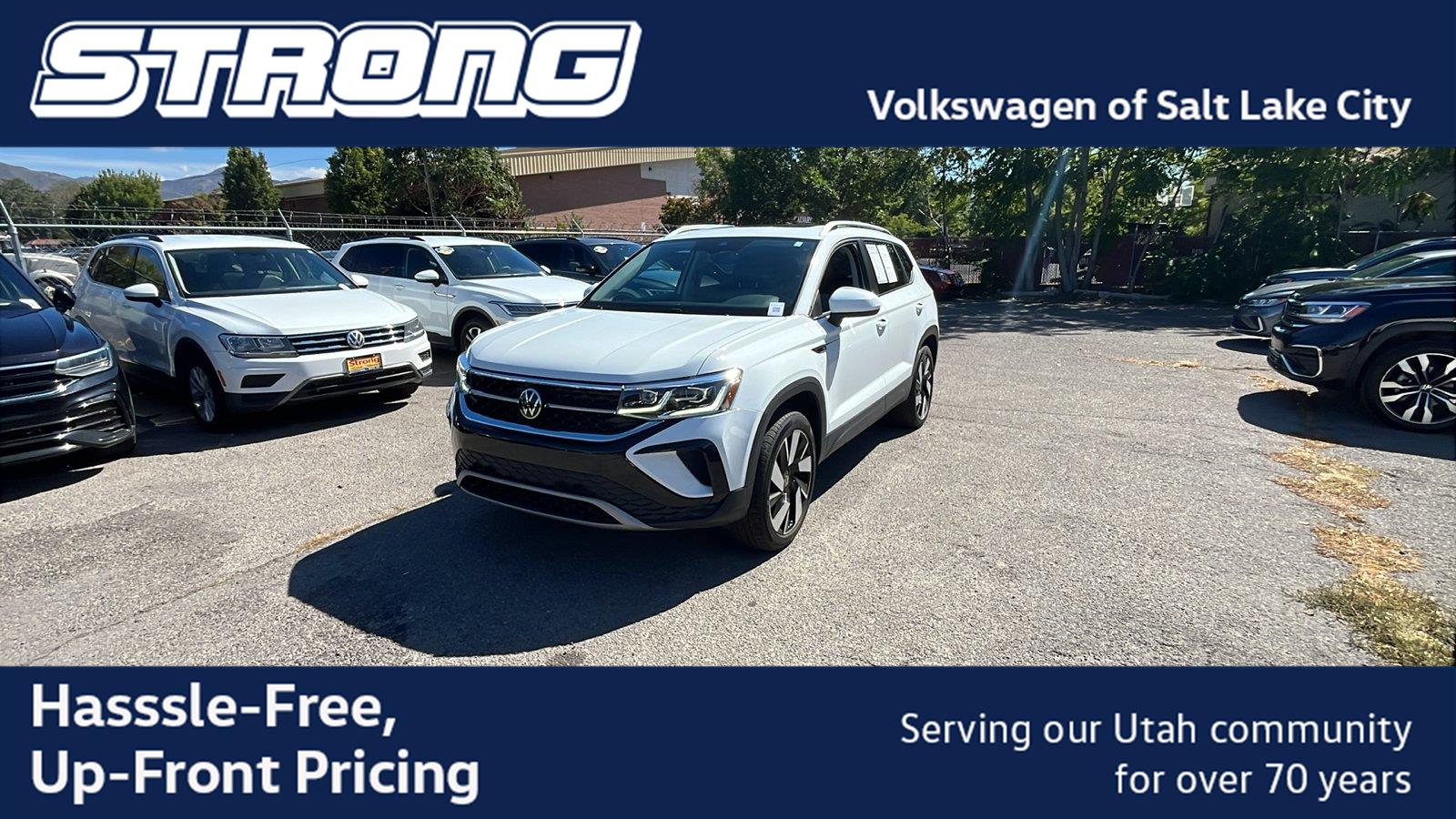 Pure White 2024 Volkswagen Taos SUV / Crossover All-Wheel Drive Automatic