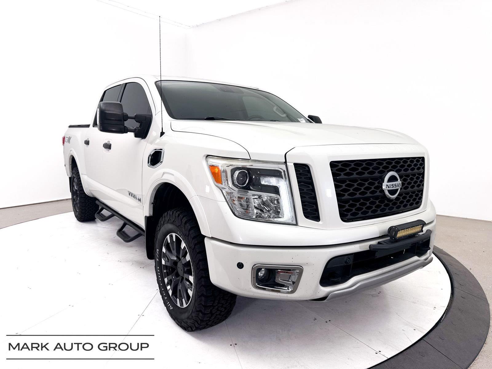 Pearl White 2017 Nissan Titan Pickup Truck Four-Wheel Drive Automatic