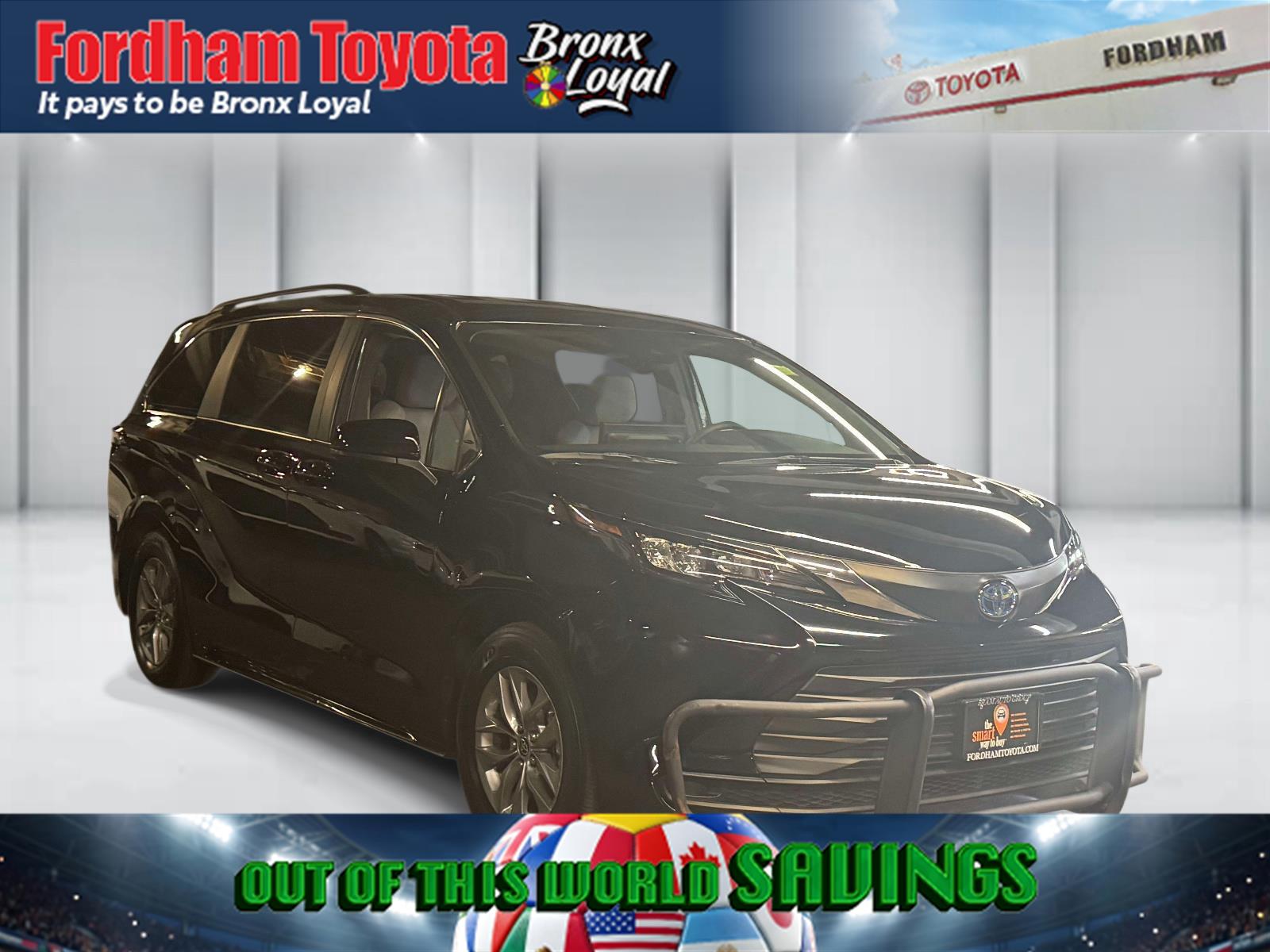 Midnight Black Metallic 2025 Toyota Sienna Minivan All-Wheel Drive Continuously Variable Transmission