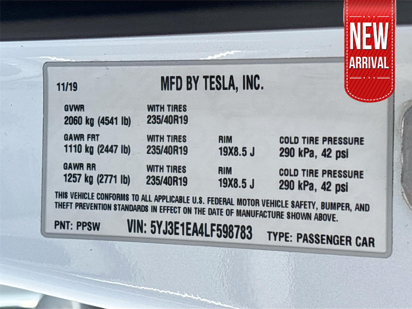 2020 Tesla Model 3 Standard Range