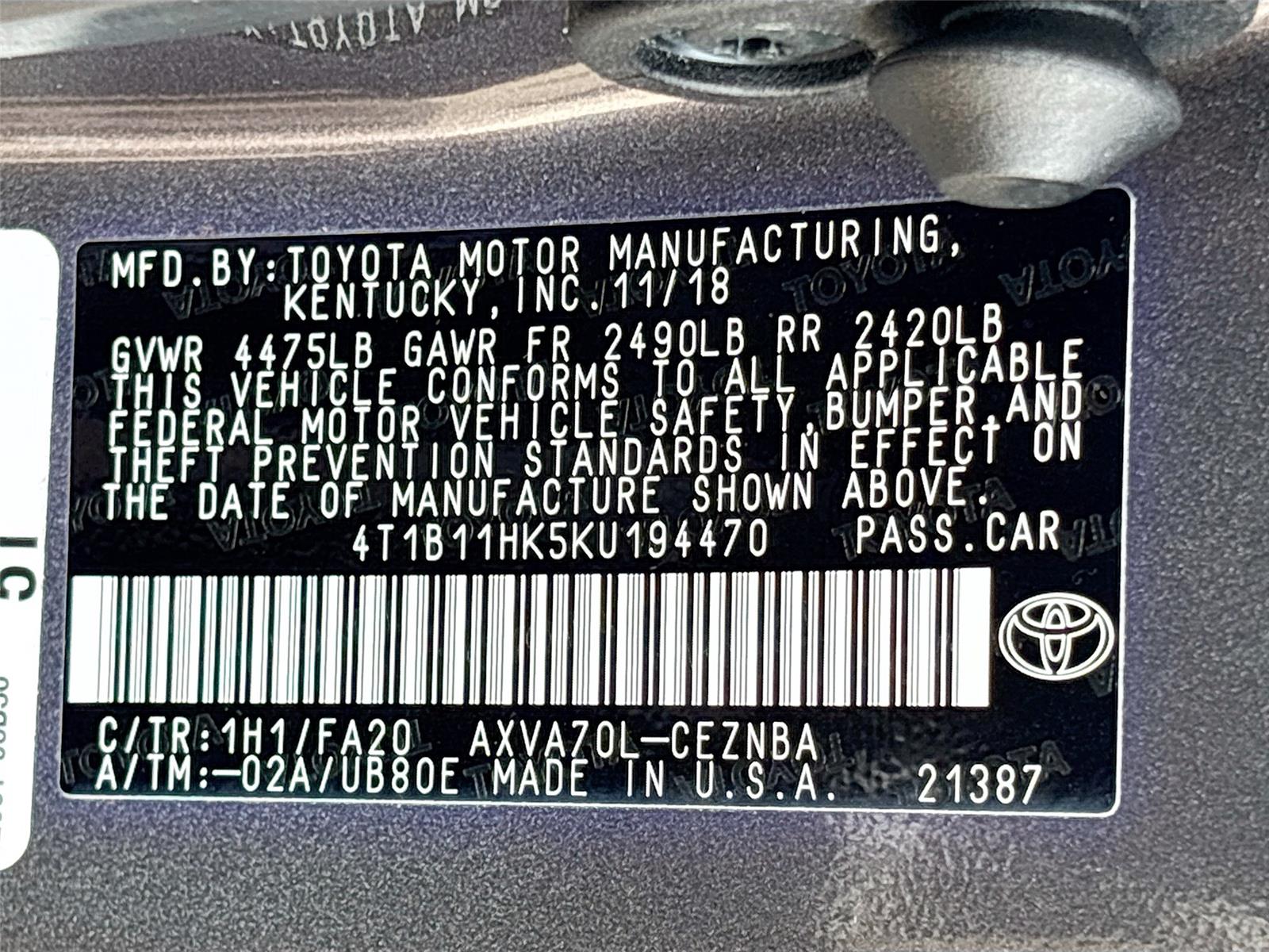 2019 Toyota Camry LE