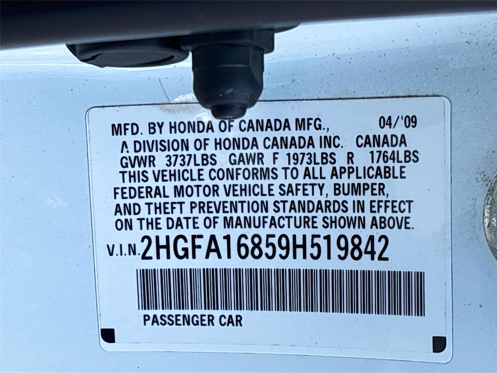 2009 HONDA CIVIC EX