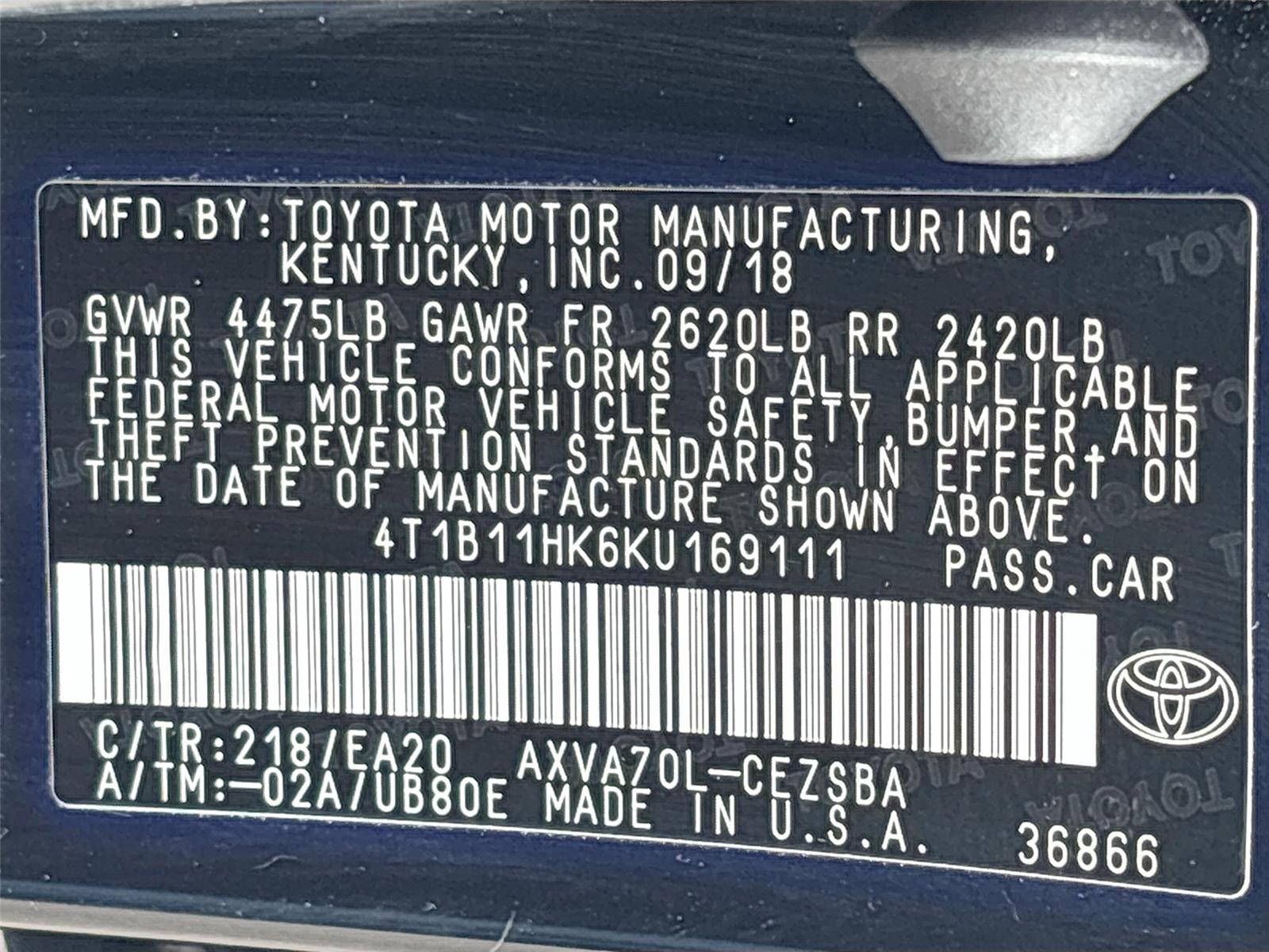 2019 Toyota Camry SE