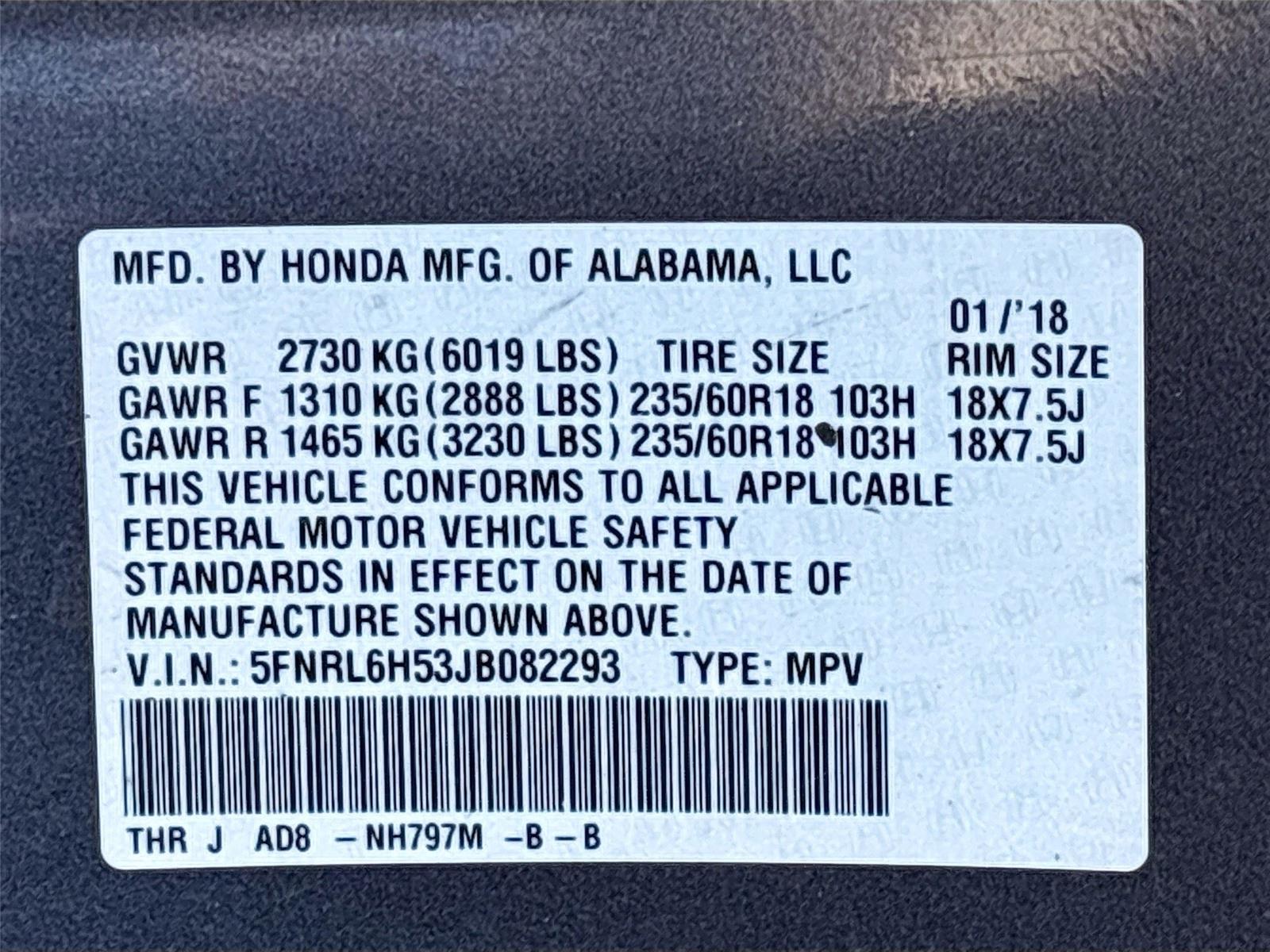 2018 Honda Odyssey EX