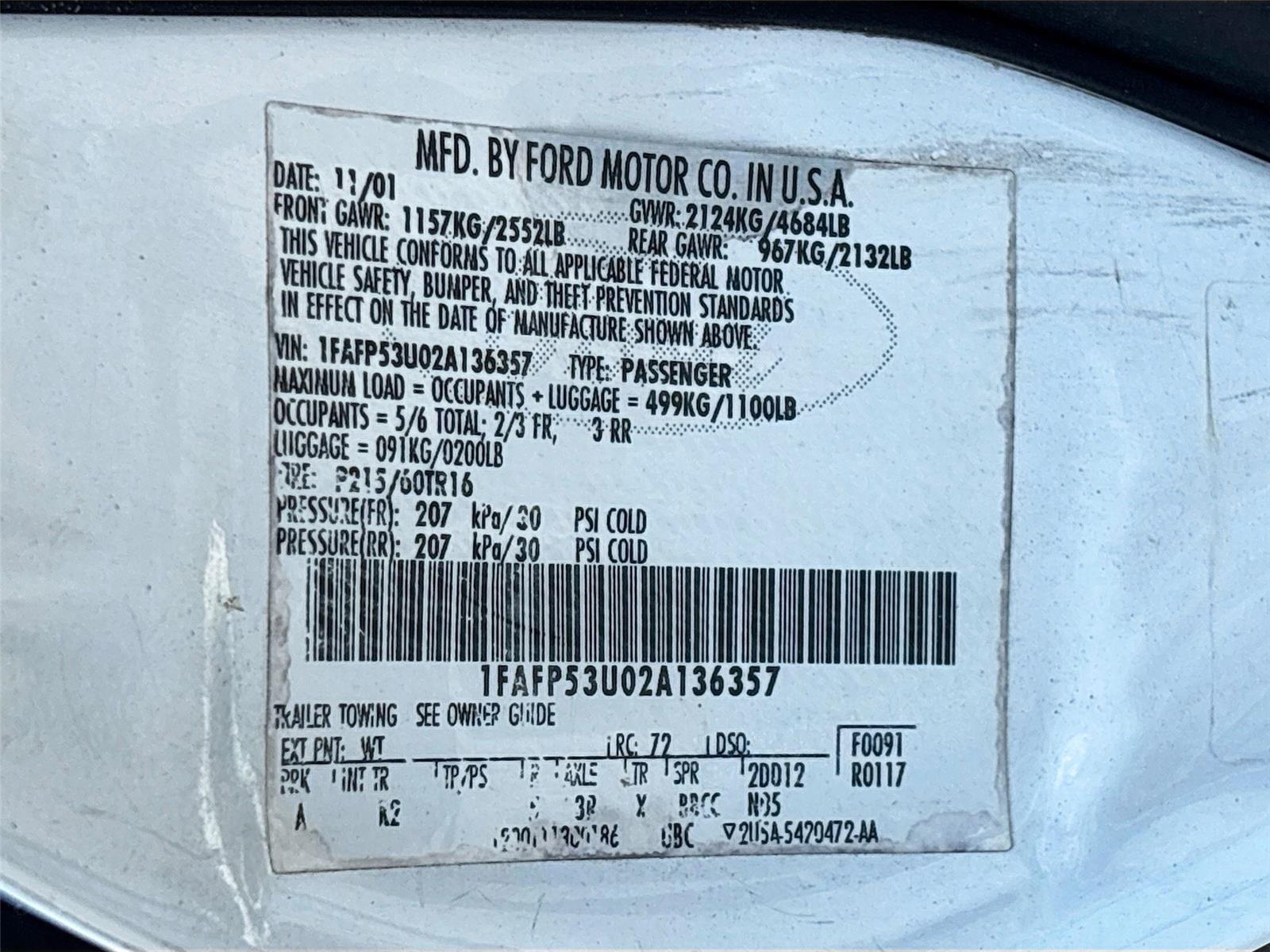2002 Ford Taurus SE Standard
