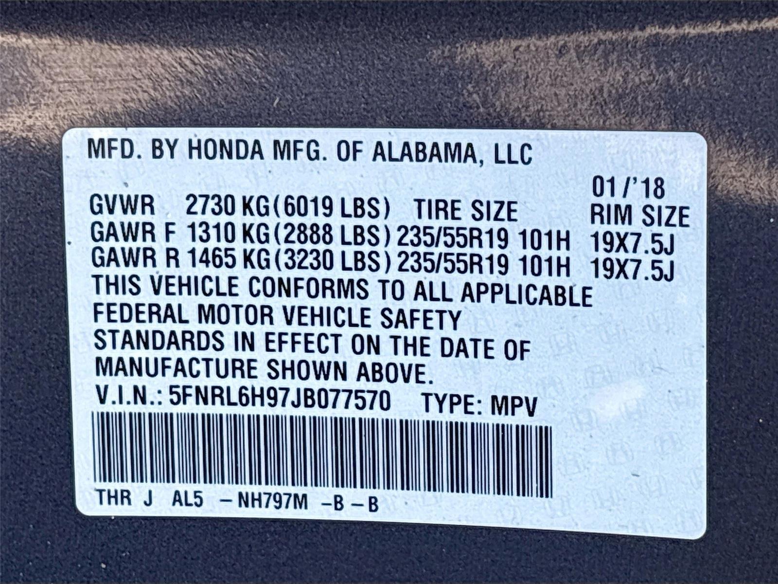 2018 Honda Odyssey Elite