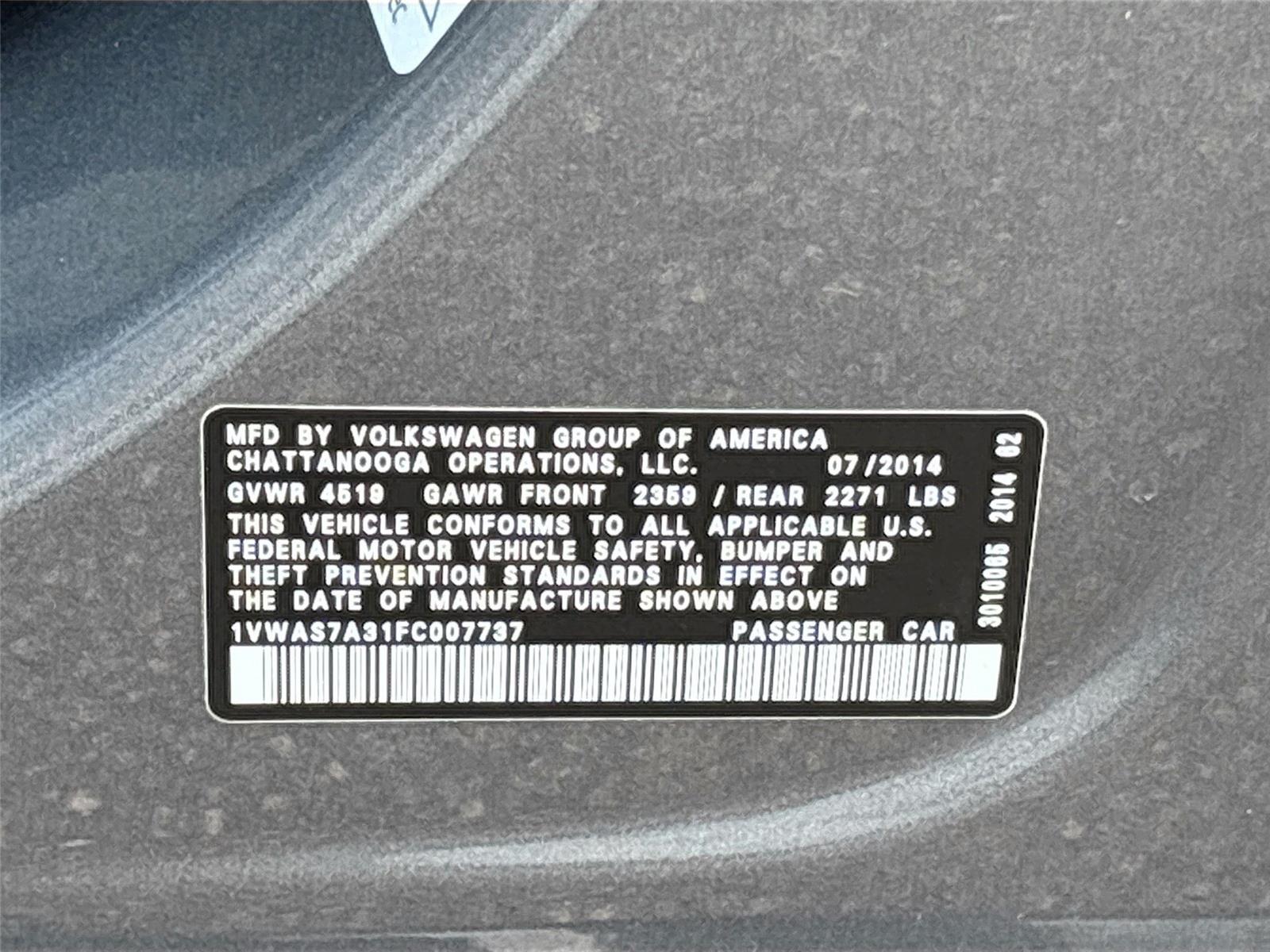 2015 Volkswagen Passat 1.8T Wolfsburg Ed