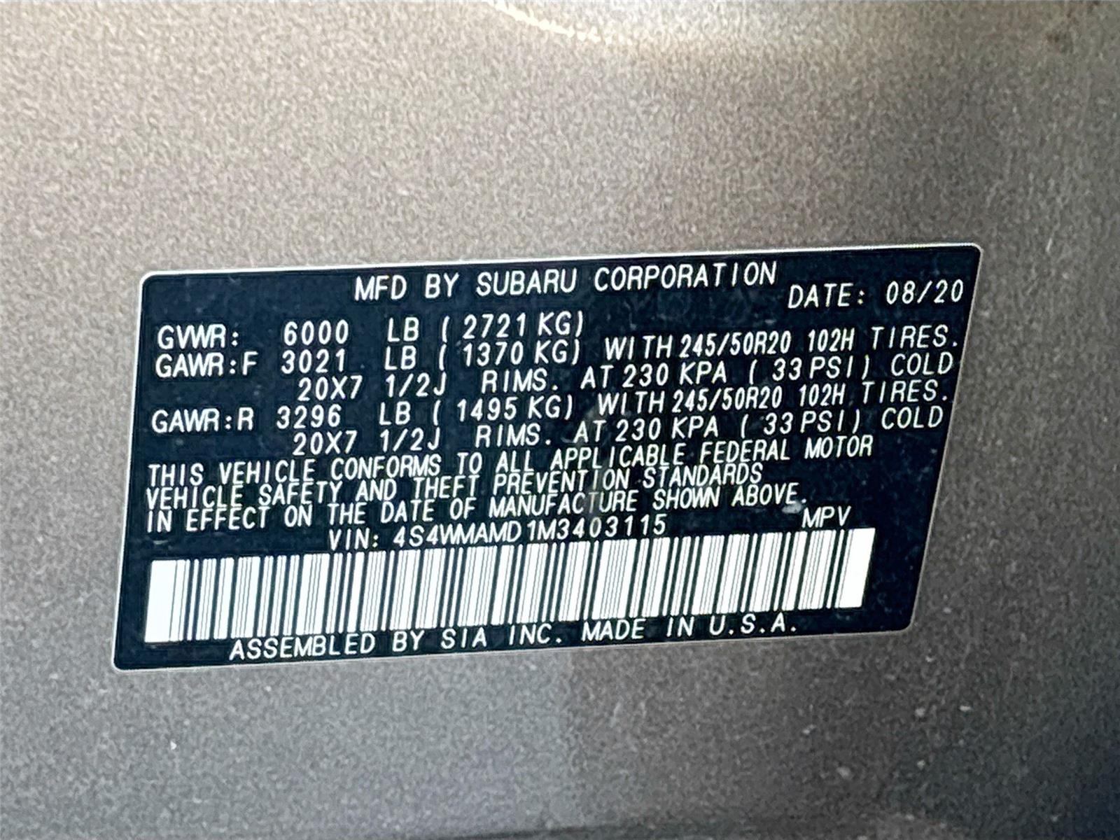 2021 Subaru Ascent Limited