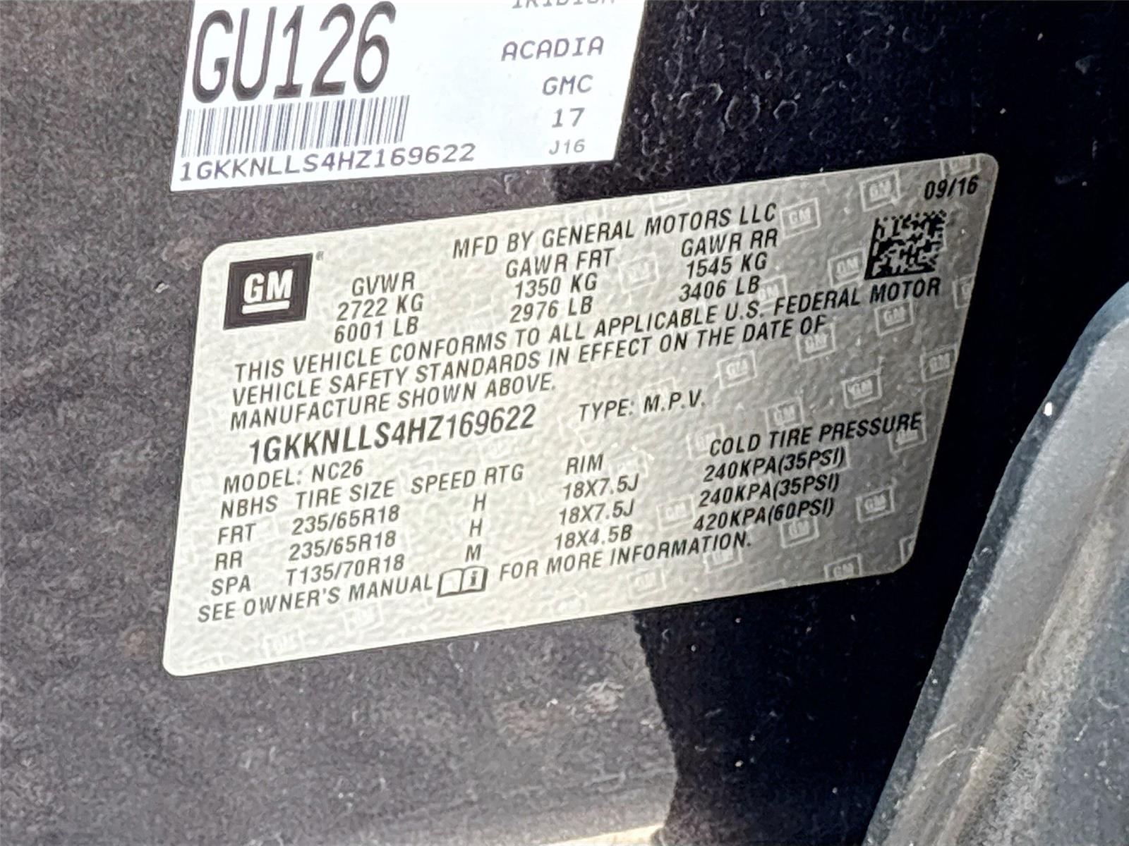 2017 GMC Acadia SLE