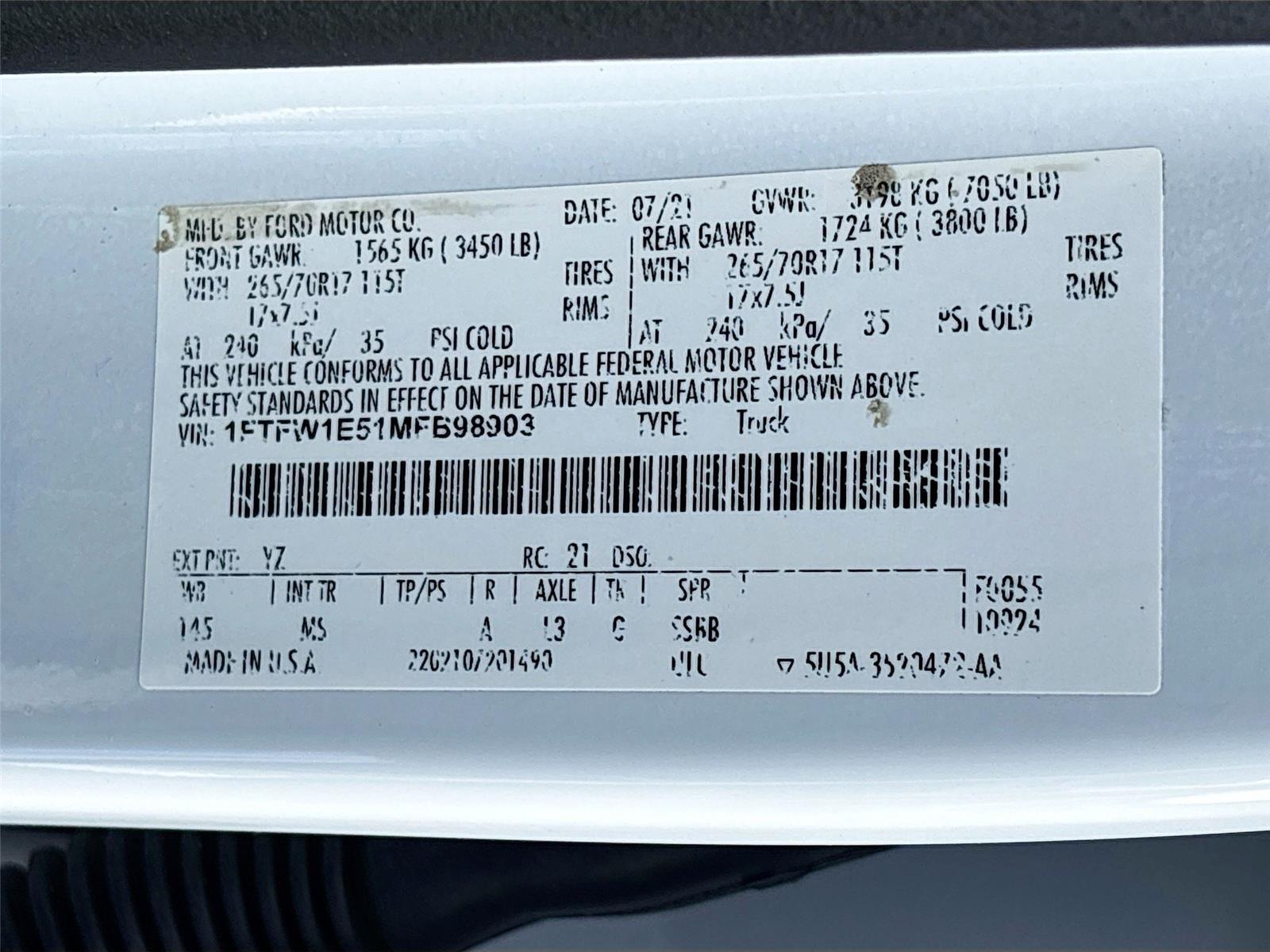 2021 FORD F150 SUPERCREW