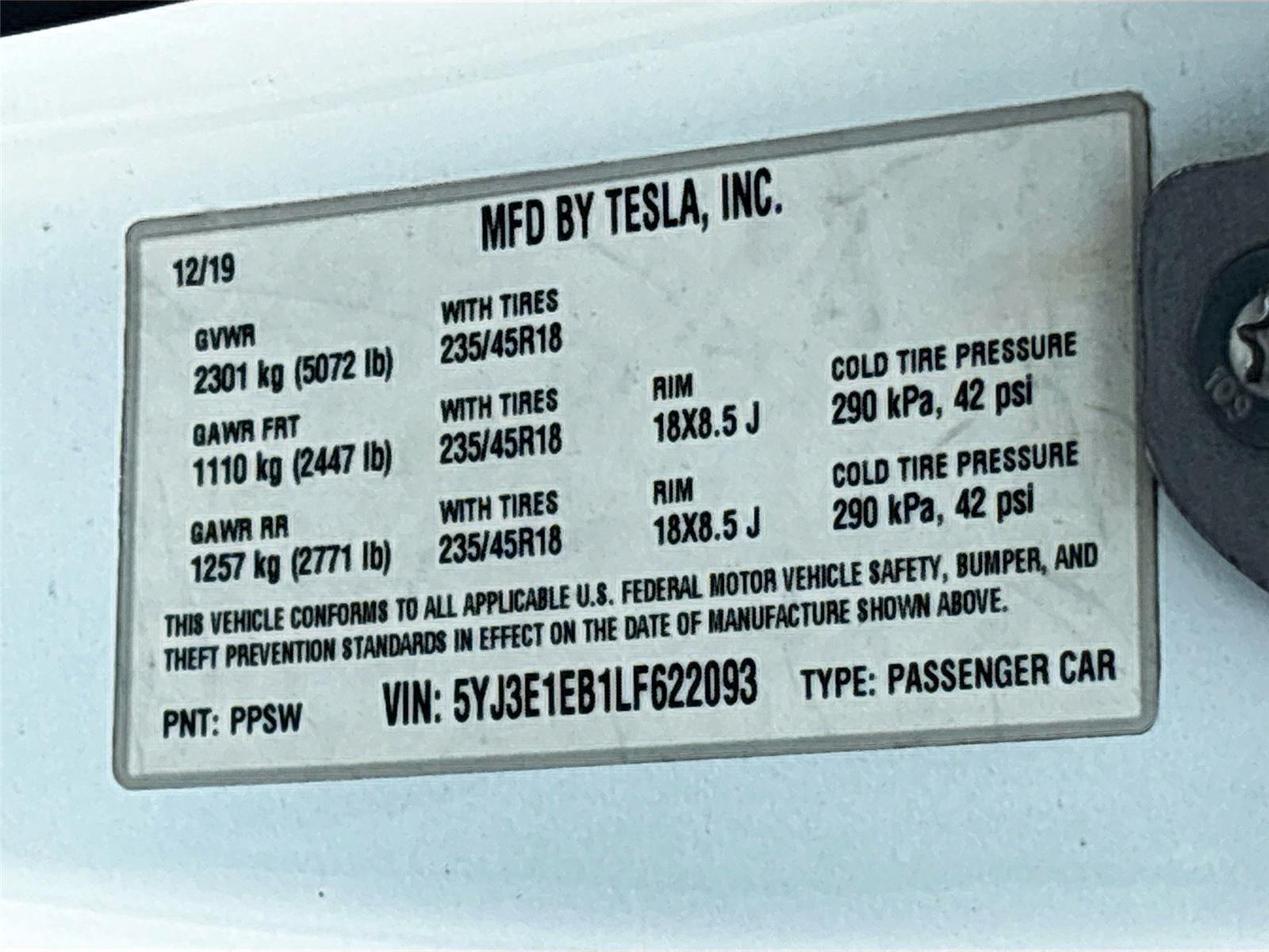 2020 Tesla Model 3 Long Range