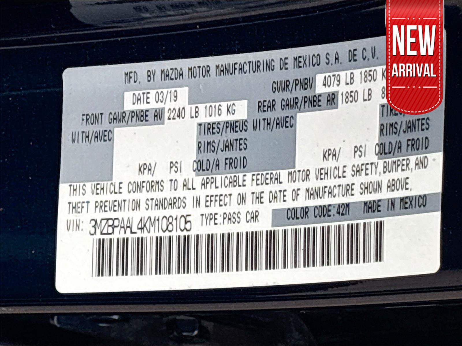 2019 Mazda Mazda3 Sedan w/Select Pkg