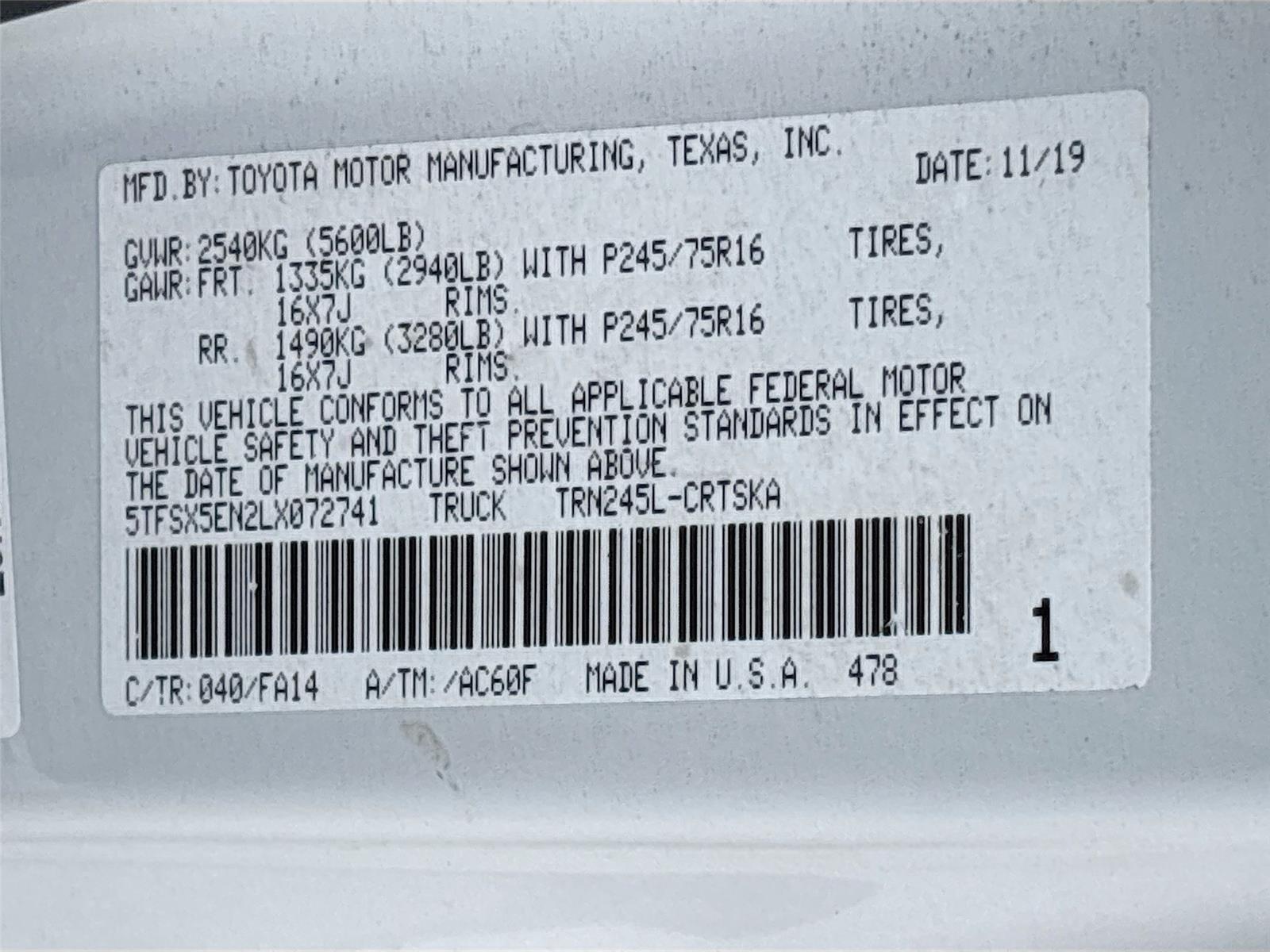 2020 Toyota Tacoma SR