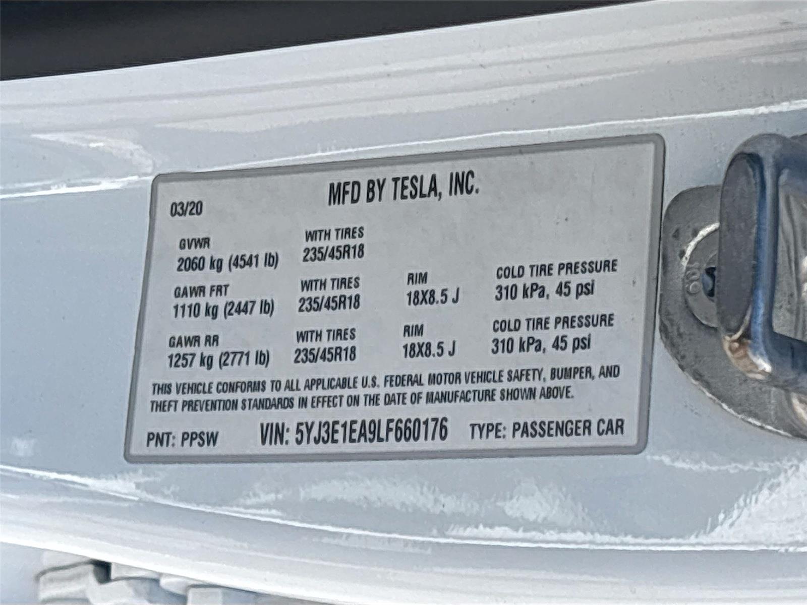2020 Tesla Model 3 Standard Range