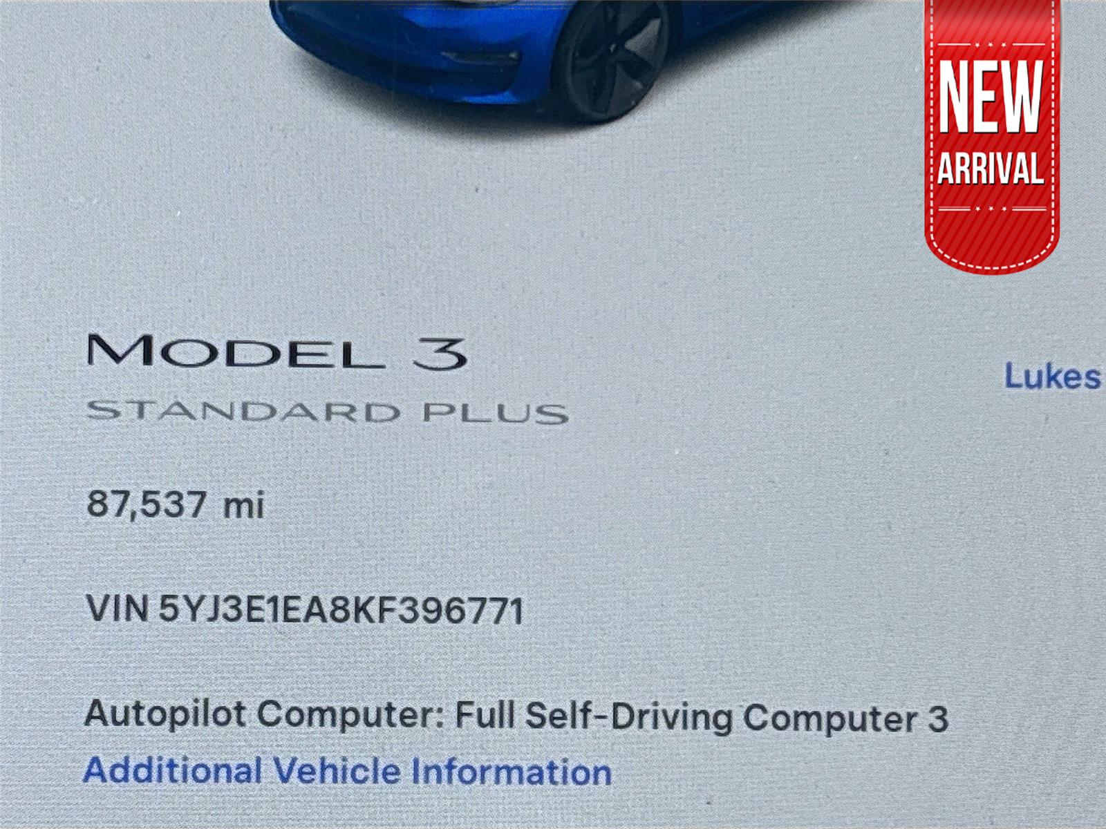 2019 Tesla Model 3 Standard Range Plus